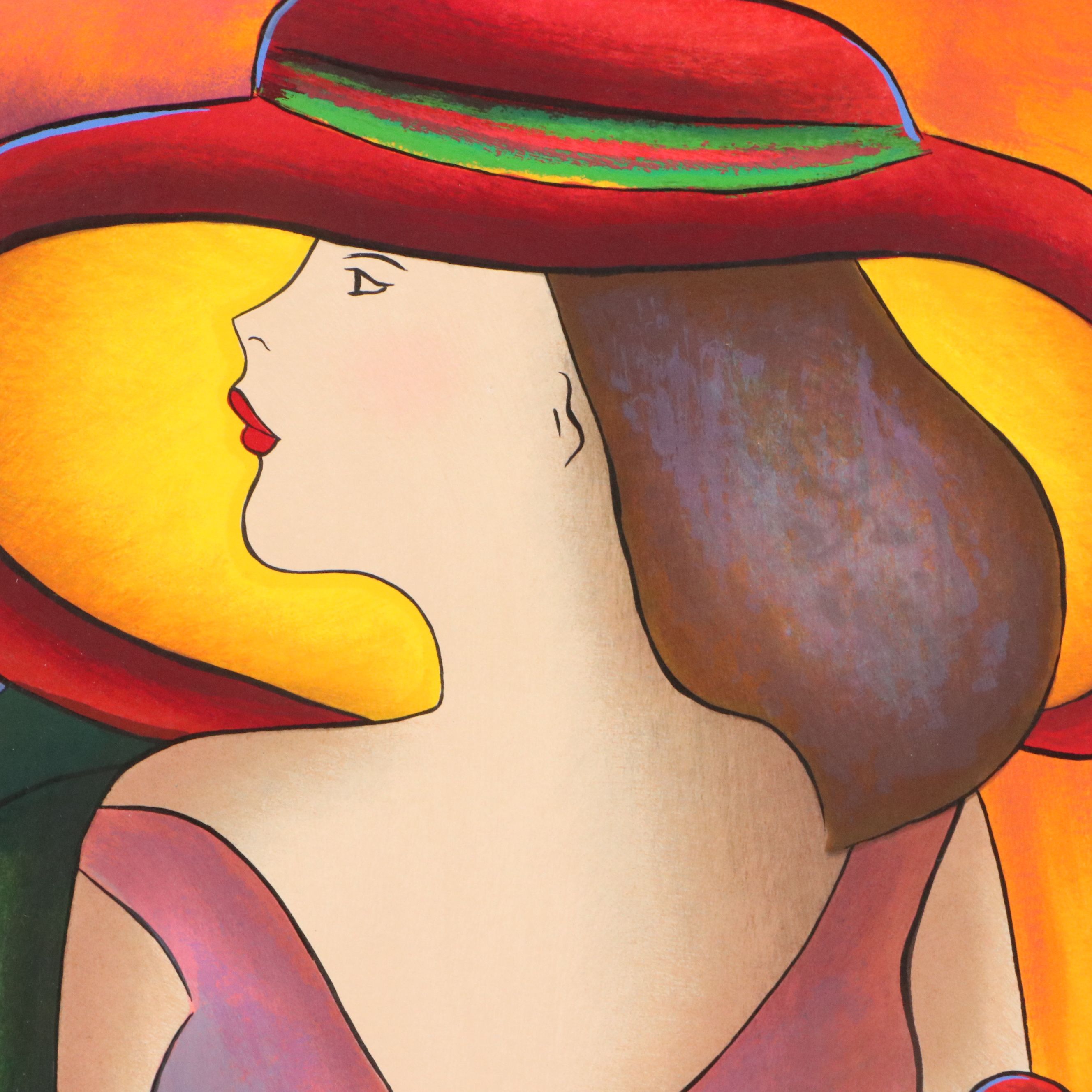Linda Le Kinff Serigraph "Clothilde et Son Chapeau," 2010