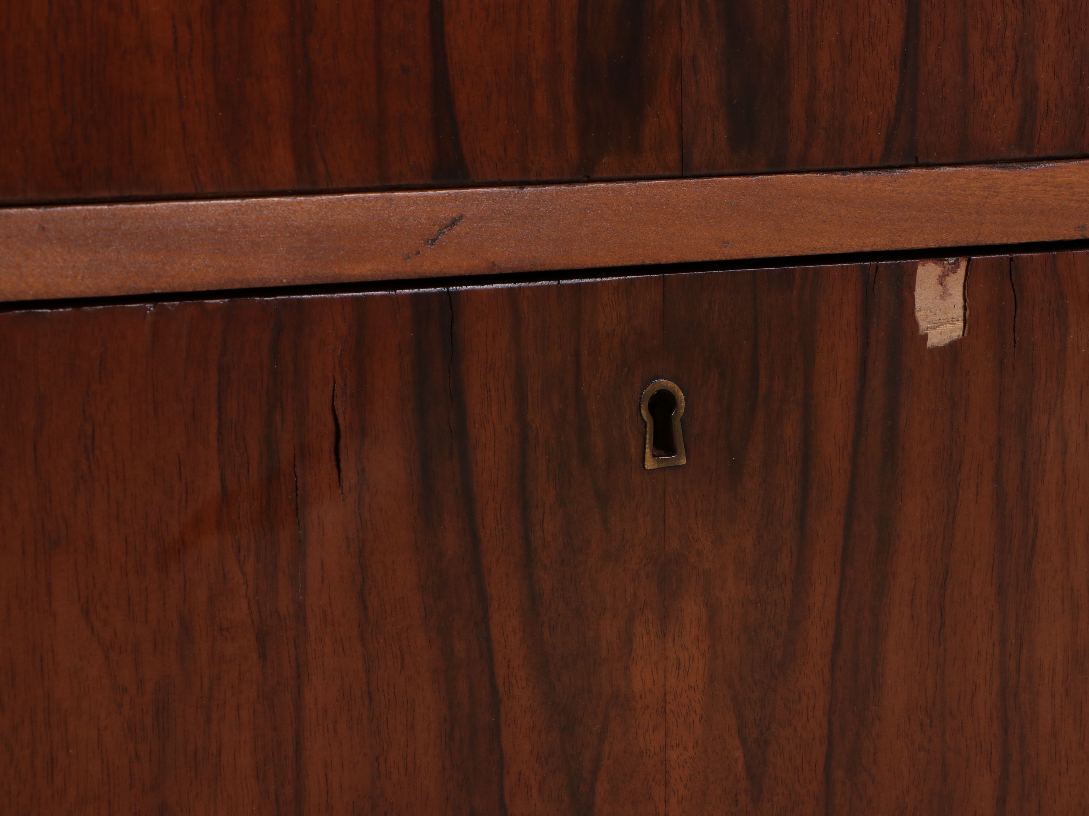Victorian Empire Style Burl Veneer Chest of Drawers, Late 19th Century