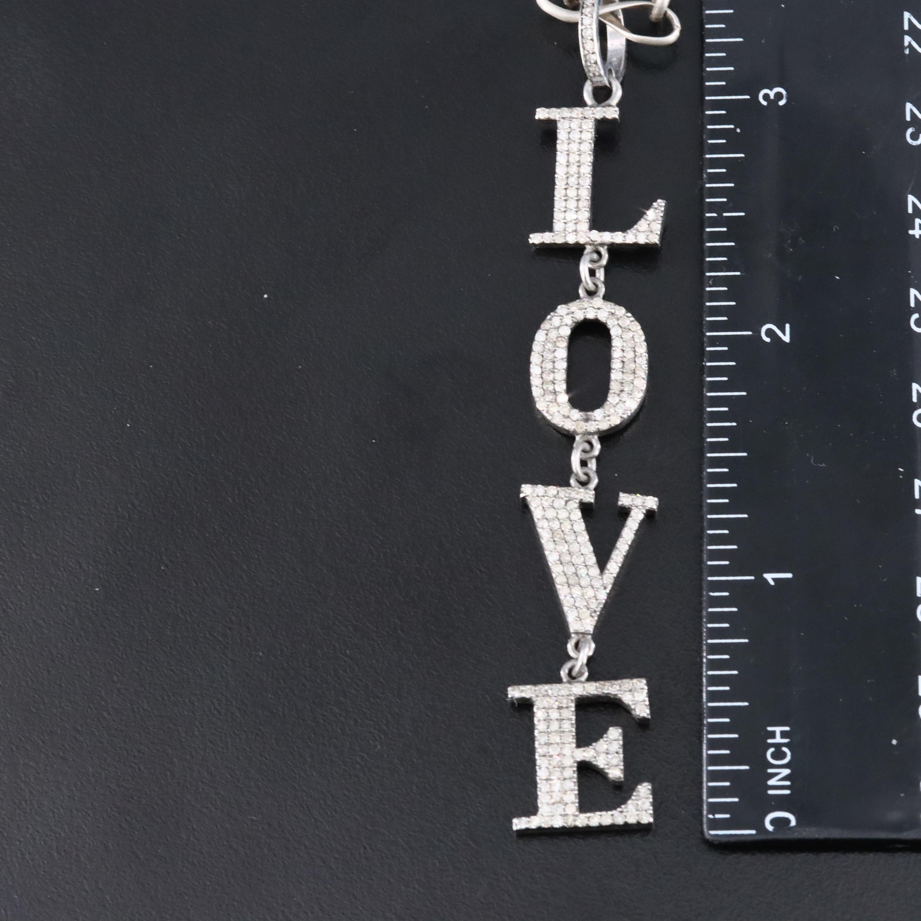 Sterling Diamond "Love", Star and Crescent Moon Necklaces