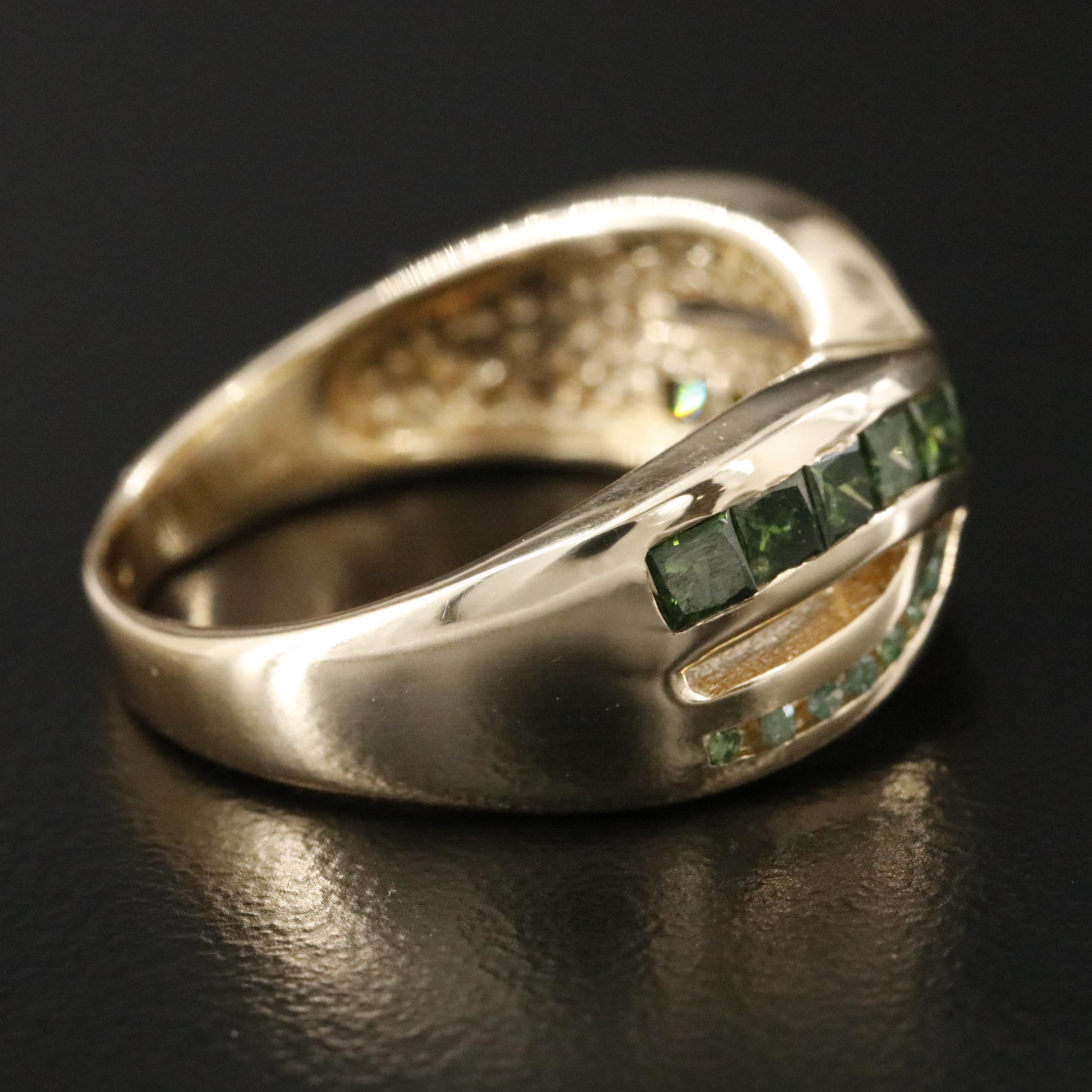 9K 0.76 CTW Fancy Green Diamond Band