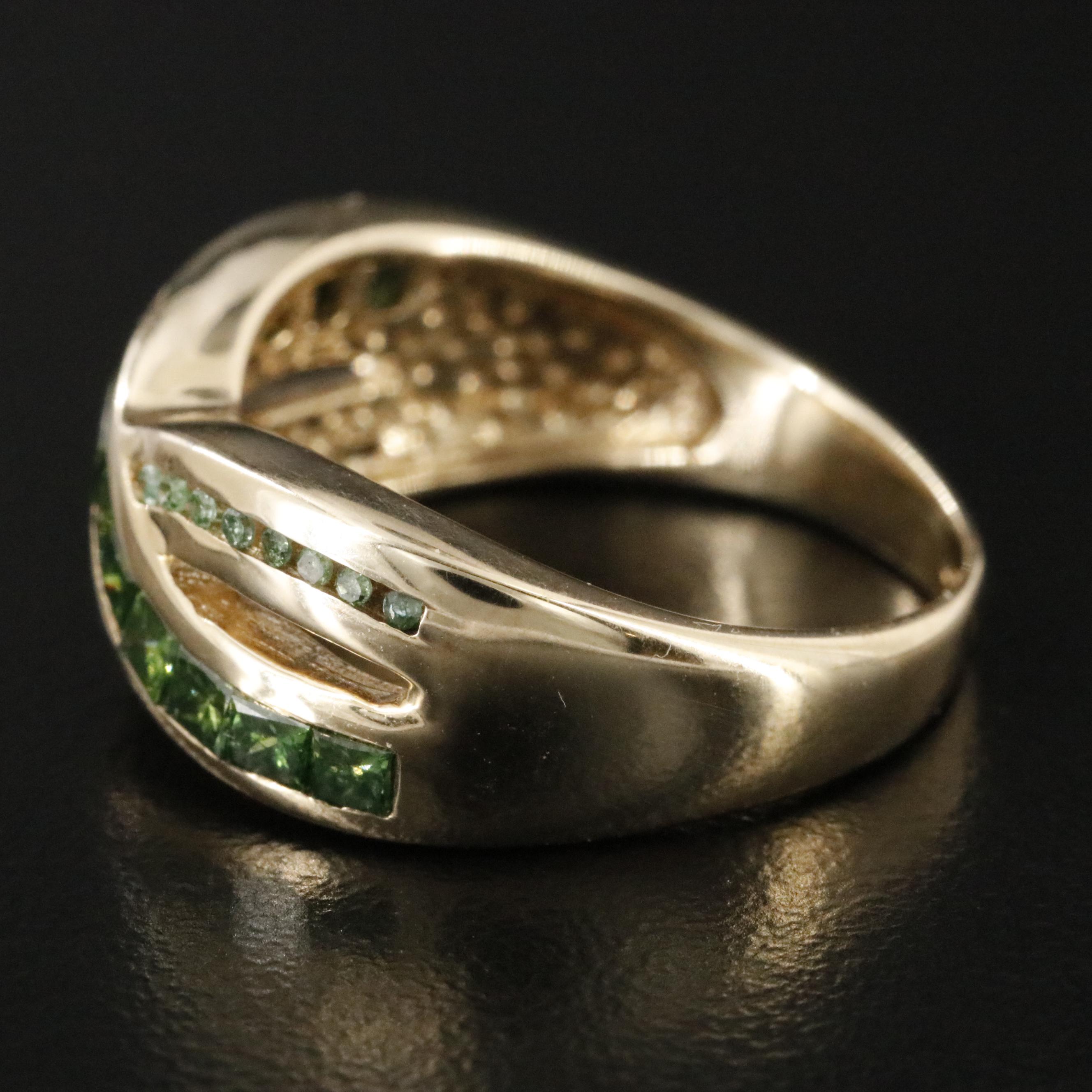 9K 0.76 CTW Fancy Green Diamond Band