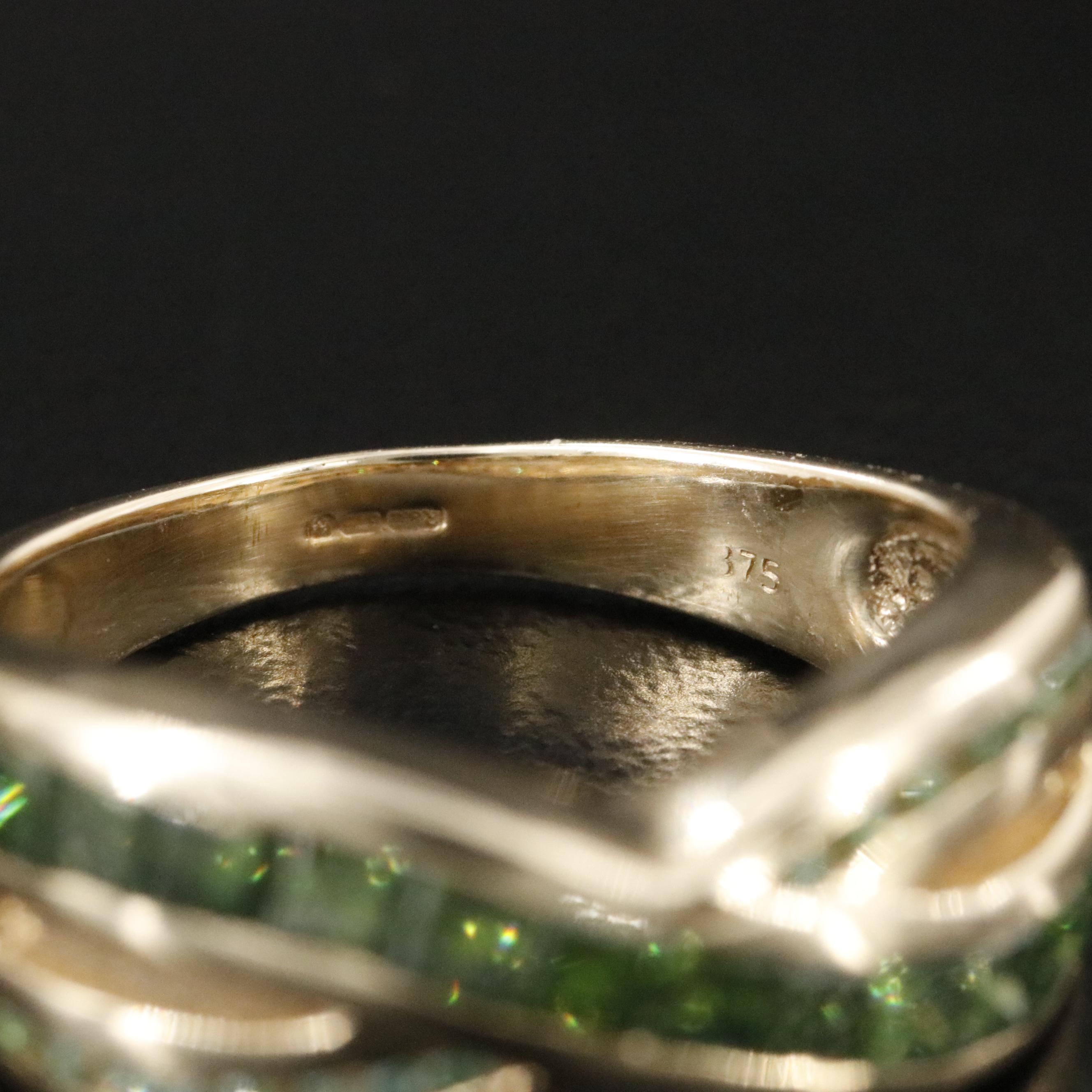 9K 0.76 CTW Fancy Green Diamond Band