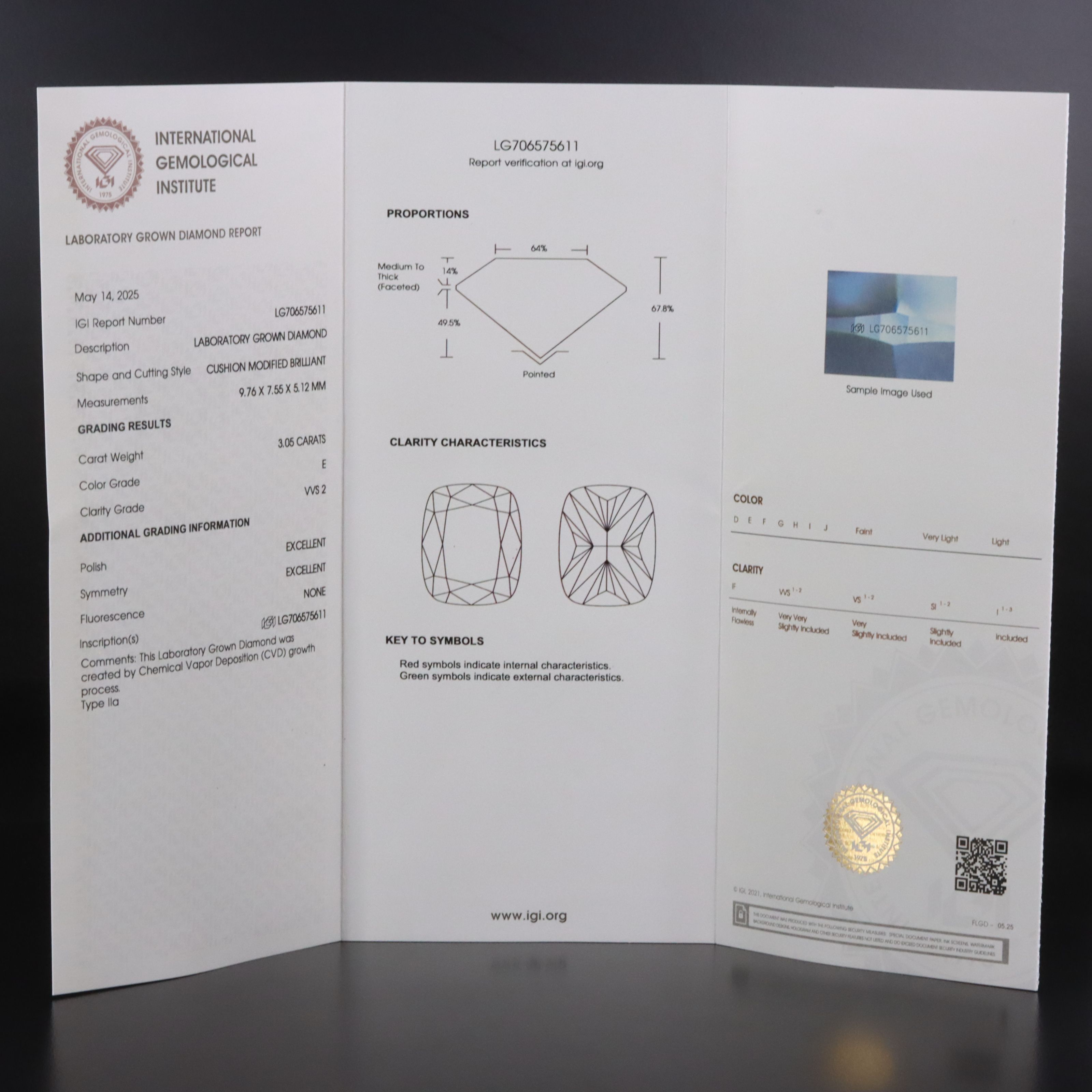 14K 3.05 CT Lab Grown Diamond East-West Solitaire Ring with IGI Report