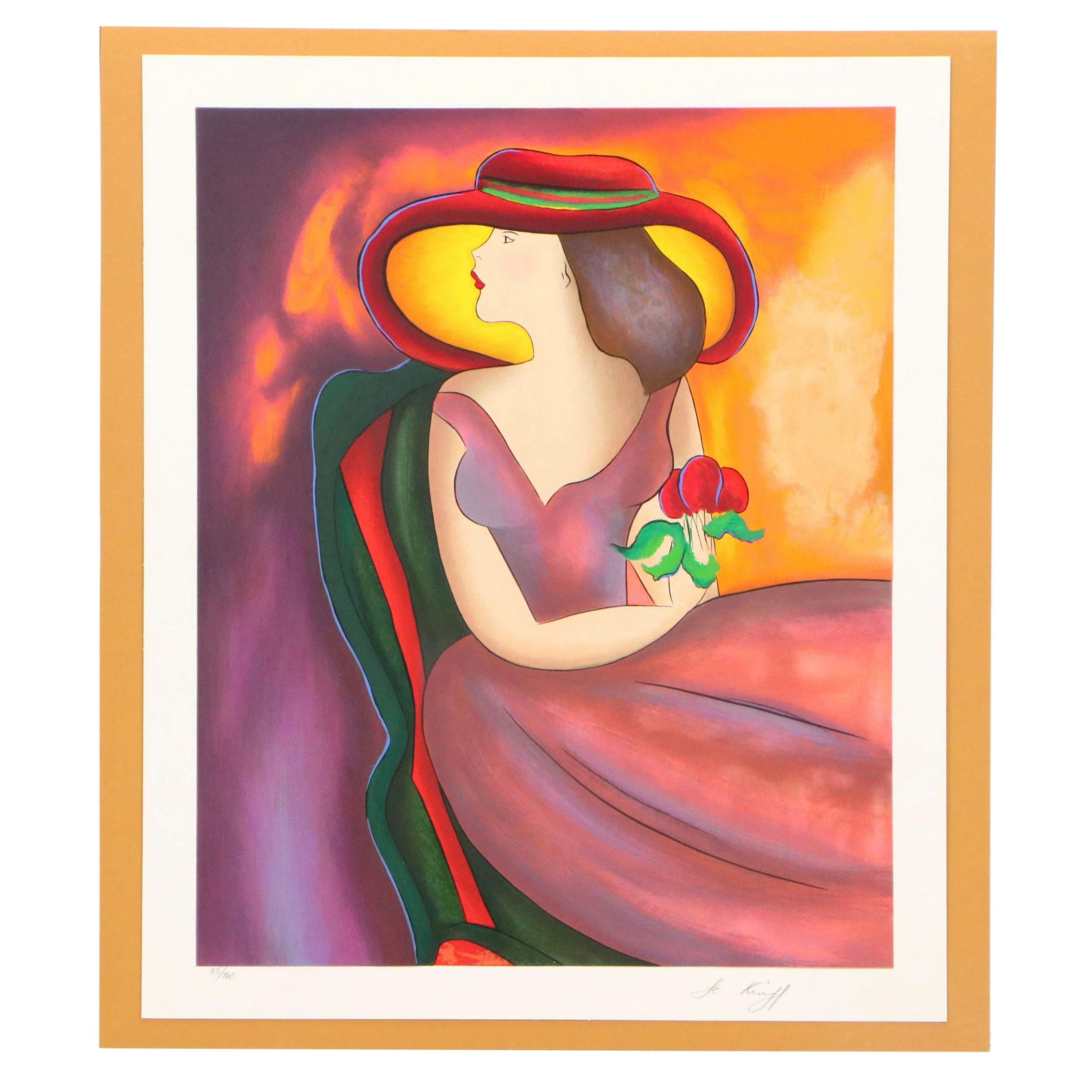 Linda Le Kinff Serigraph "Clothilde et Son Chapeau," 2010