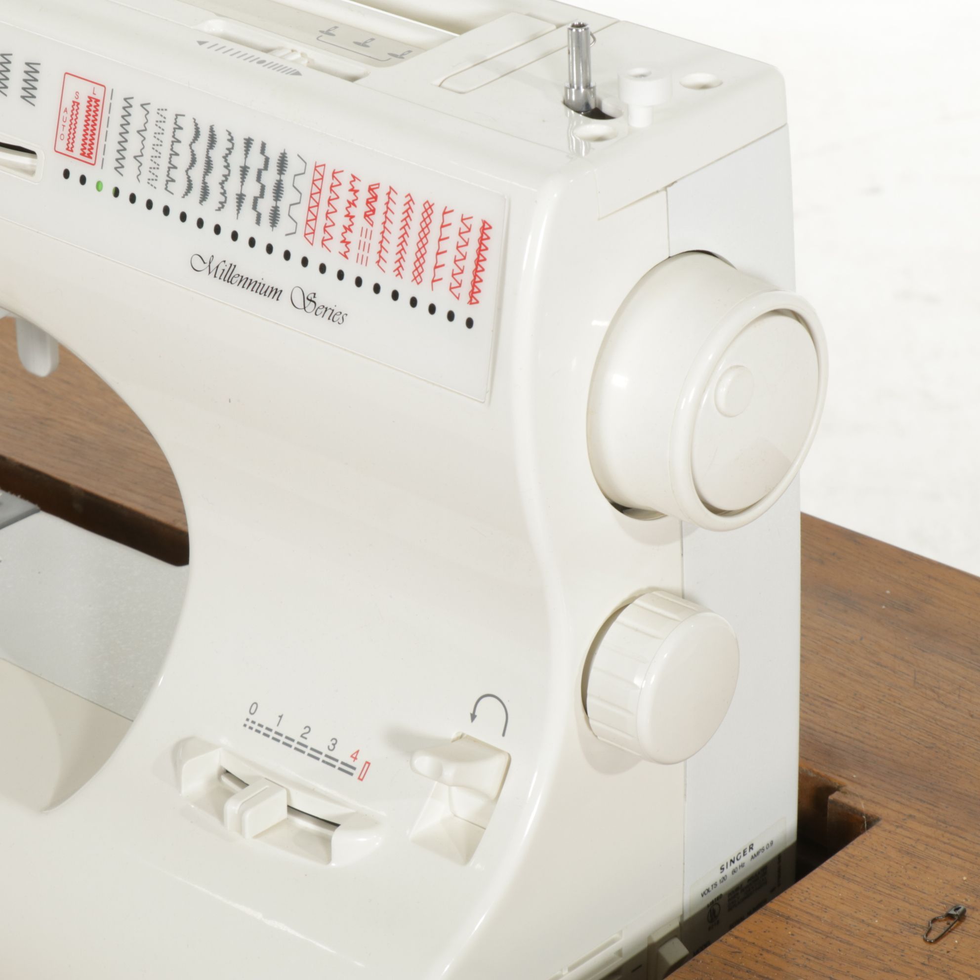 Singer Model 6423 Sewing Machine in Walnut Cabinet with Accessories