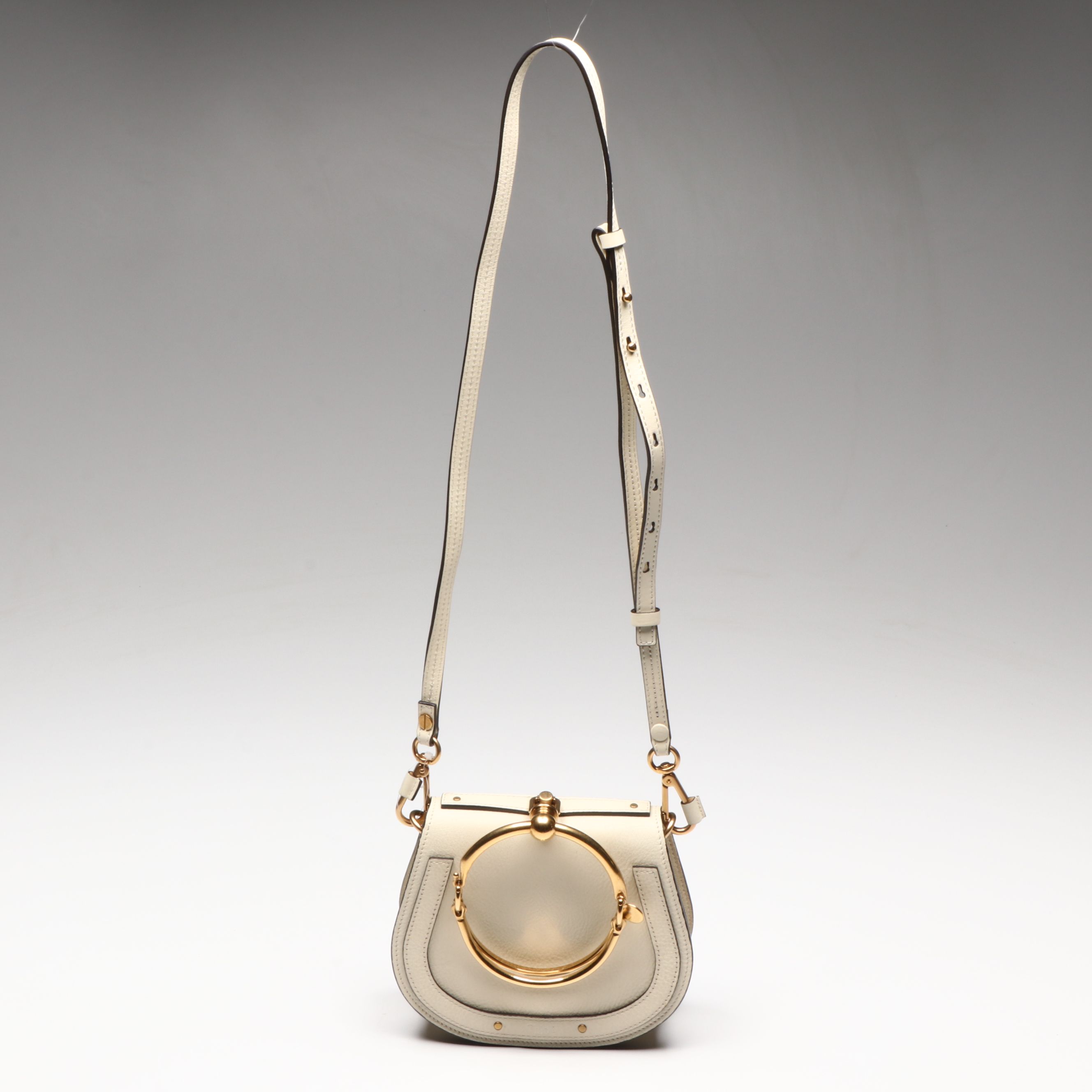 Chloé Small Nile Bracelet Bag in White Leather and Suede