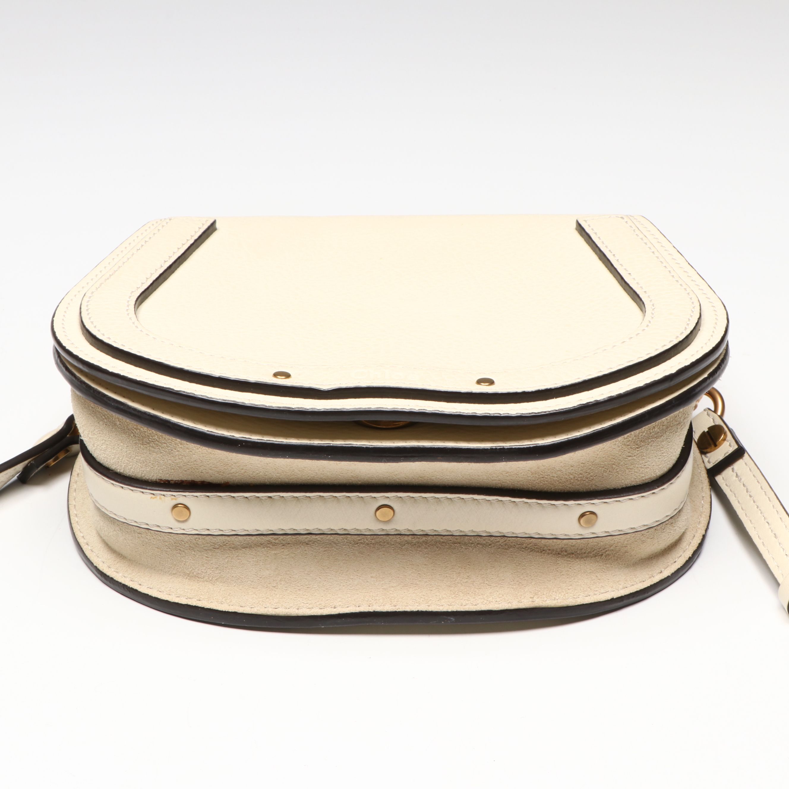 Chloé Small Nile Bracelet Bag in White Leather and Suede