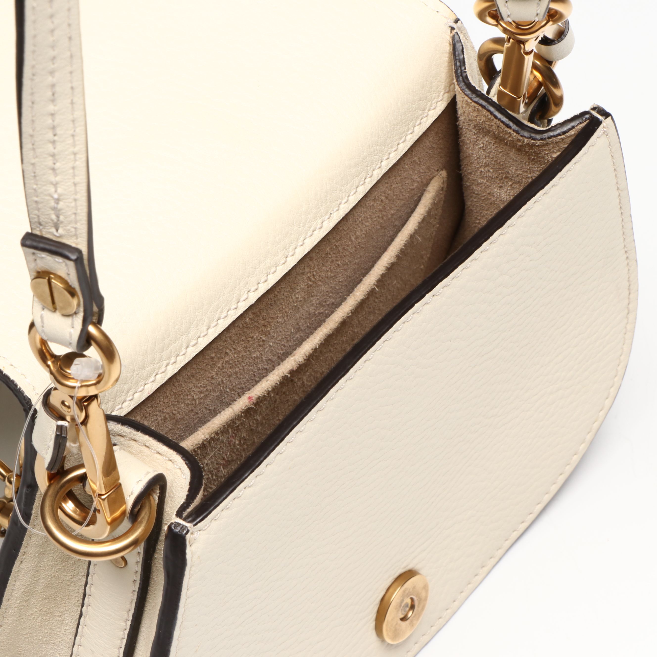 Chloé Small Nile Bracelet Bag in White Leather and Suede