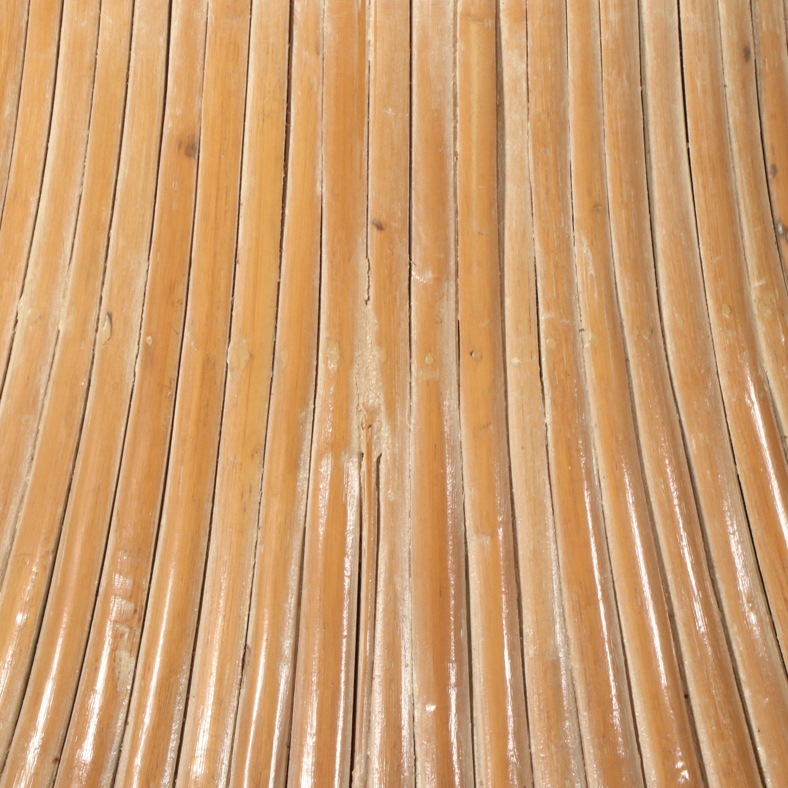 Glass Top Rattan Wheat Sheaf Table with Four "Cracked Ice" Stye Chairs