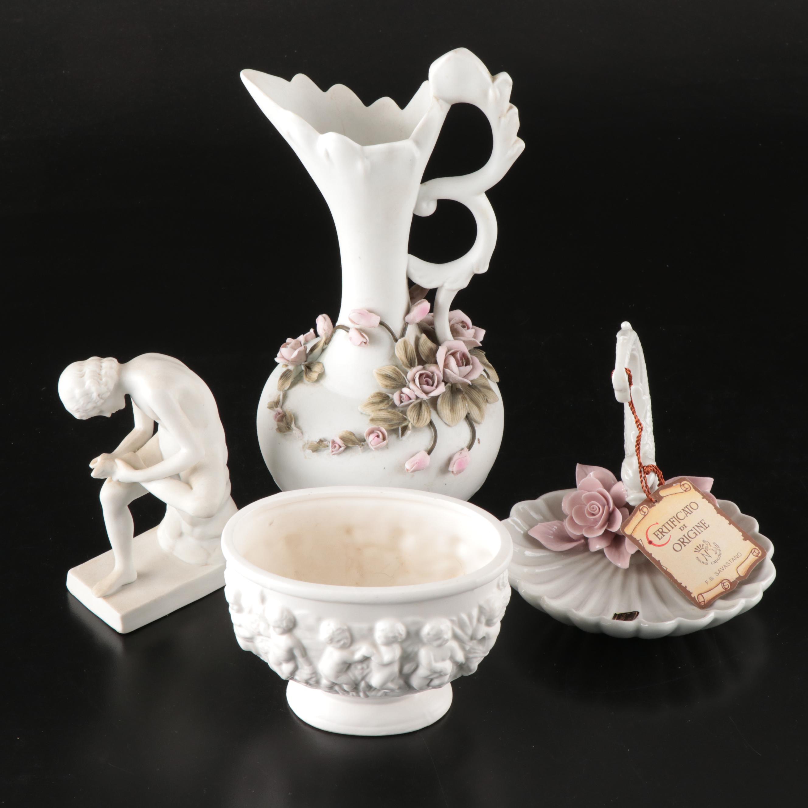 Nuova Capodimonte Seashell Porcelain Dish with Inarco Planter and Other Decor