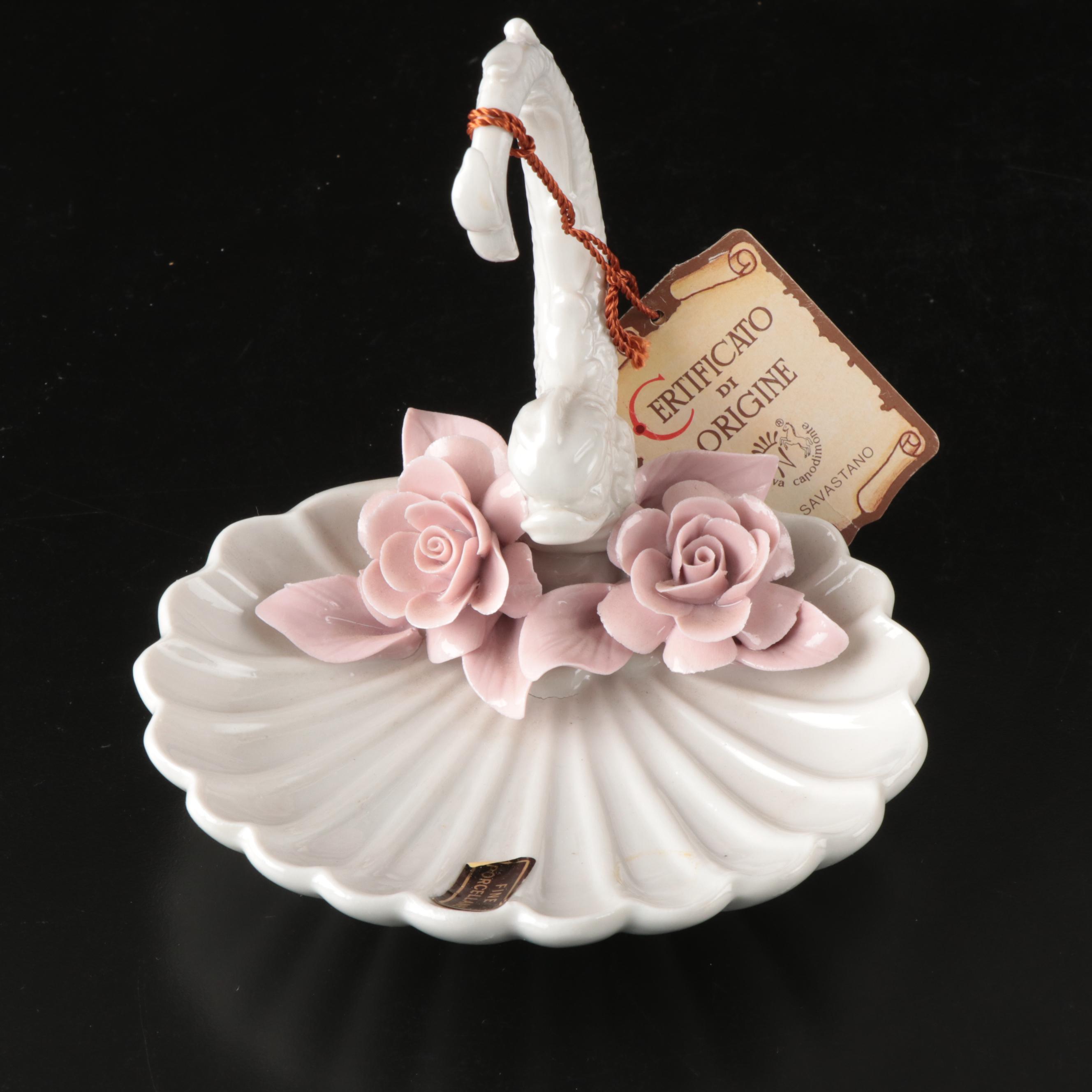 Nuova Capodimonte Seashell Porcelain Dish with Inarco Planter and Other Decor