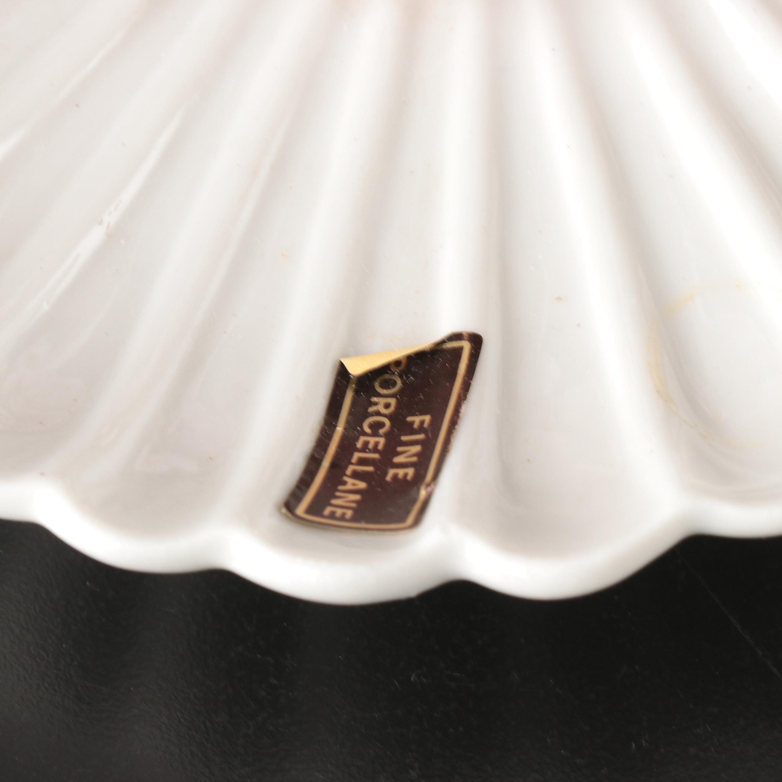 Nuova Capodimonte Seashell Porcelain Dish with Inarco Planter and Other Decor