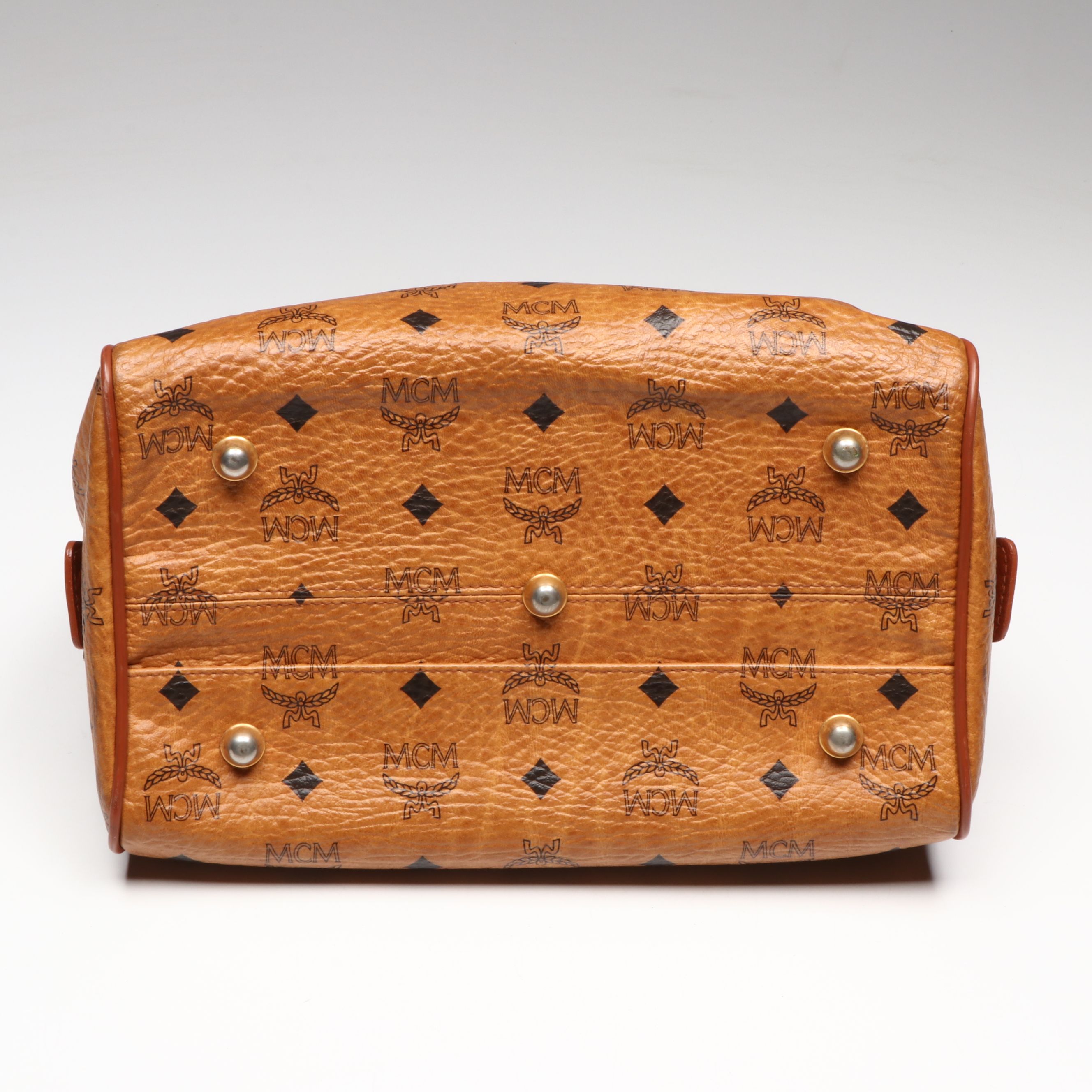 MCM Boston Crossbody Bag in Cognac Visetos Canvas and Leather