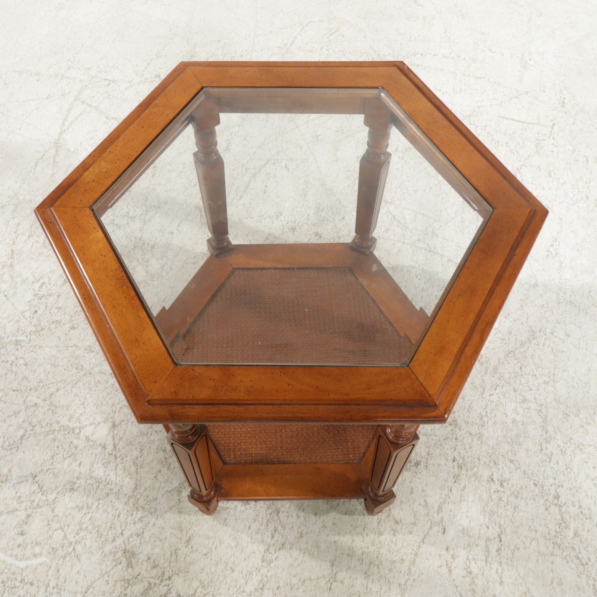 Hexagonal Glass-Top Side Table, Late 20th Century