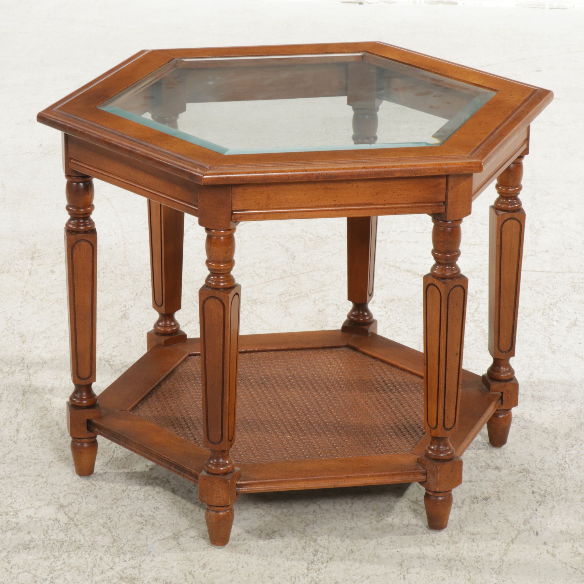 Hexagonal Glass-Top Side Table, Late 20th Century