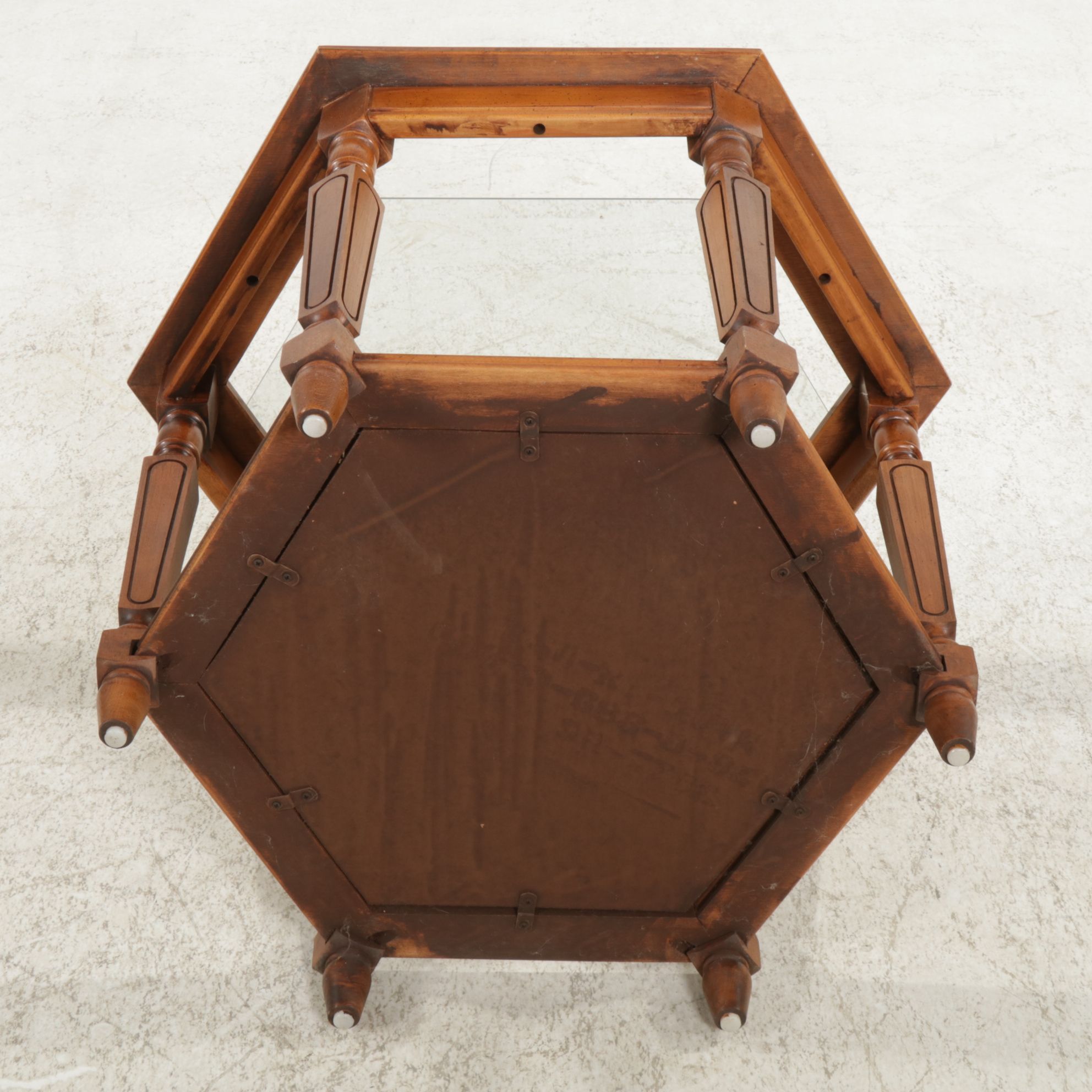 Hexagonal Glass-Top Side Table, Late 20th Century