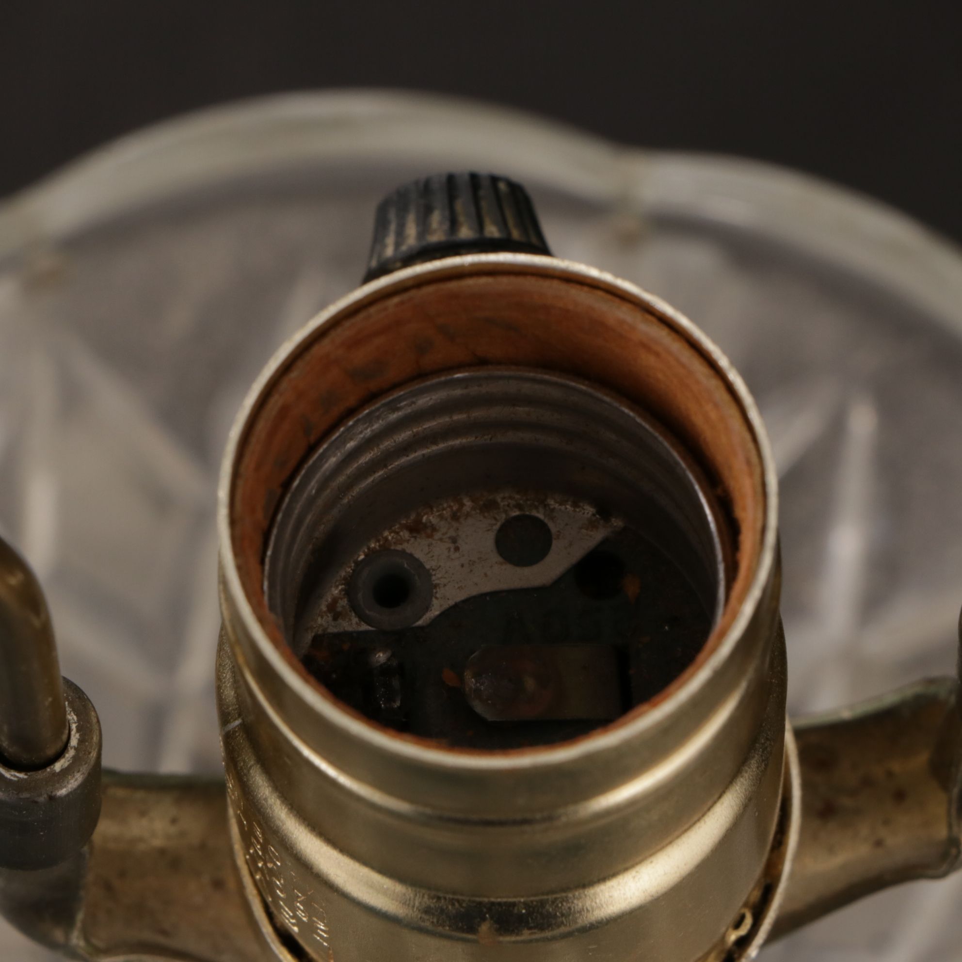 Cut Glass Mantle Luster Table Lamps with Hanging Prisms