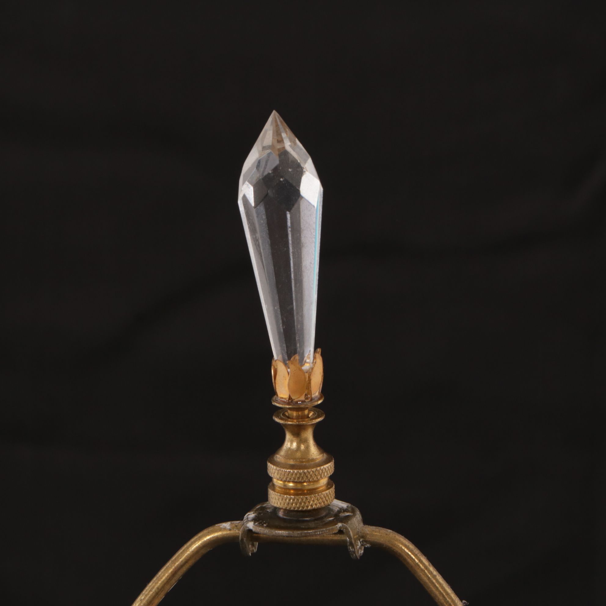 Cut Glass Mantle Luster Table Lamps with Hanging Prisms