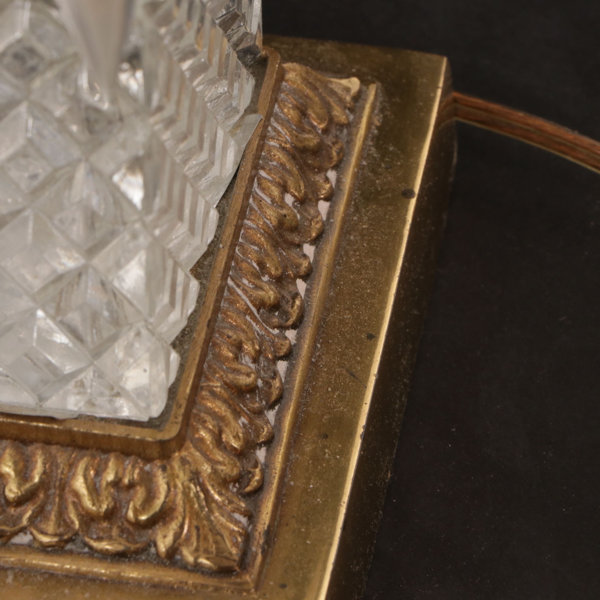 Cut Glass Mantle Luster Table Lamps with Hanging Prisms