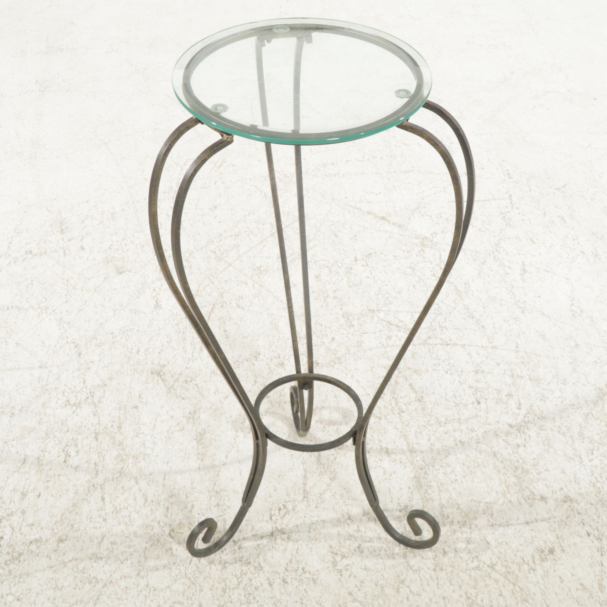 Metal Glass Top Plant Stand