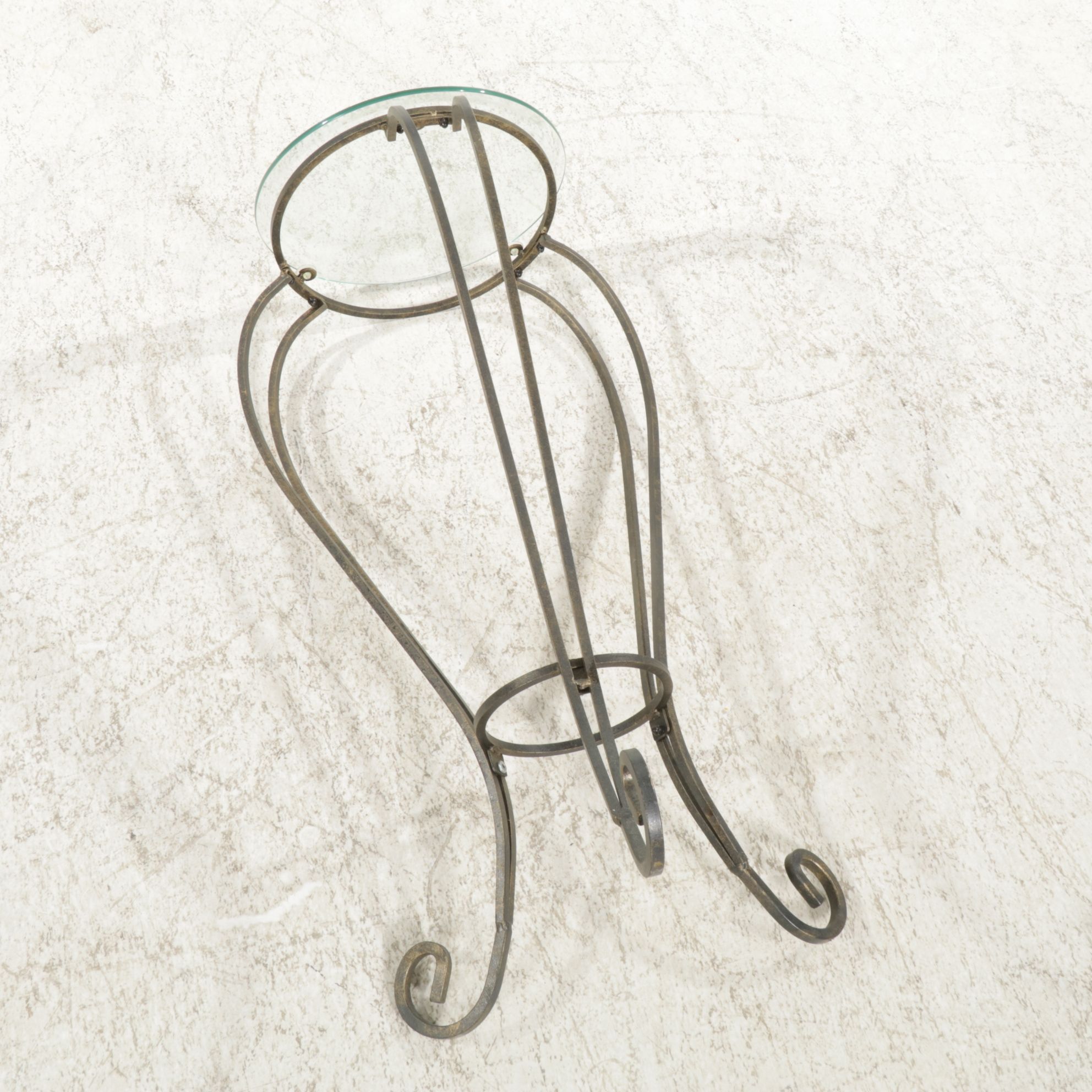 Metal Glass Top Plant Stand