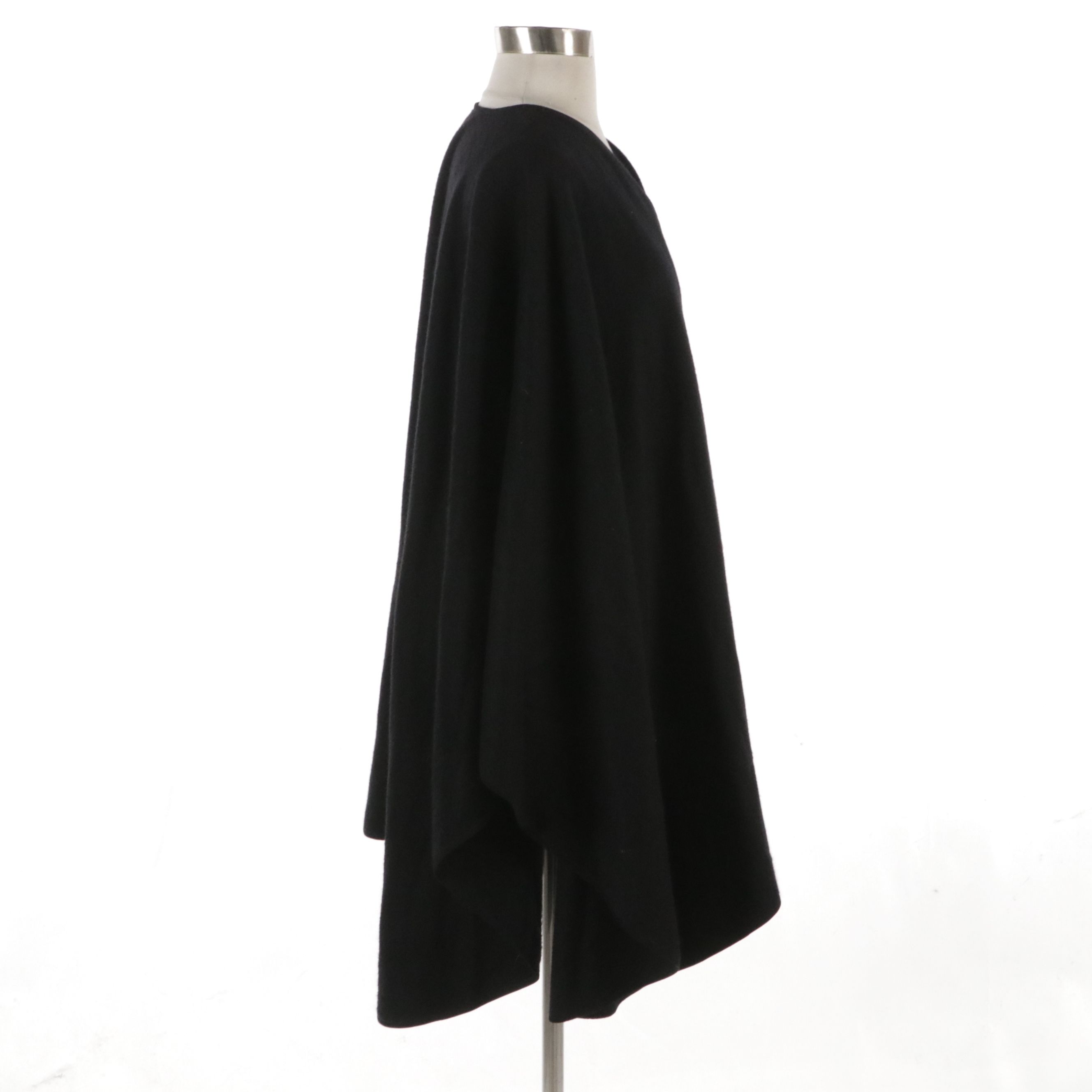 Loro Piana Black Cashmere and Leather Trimmed Wrap