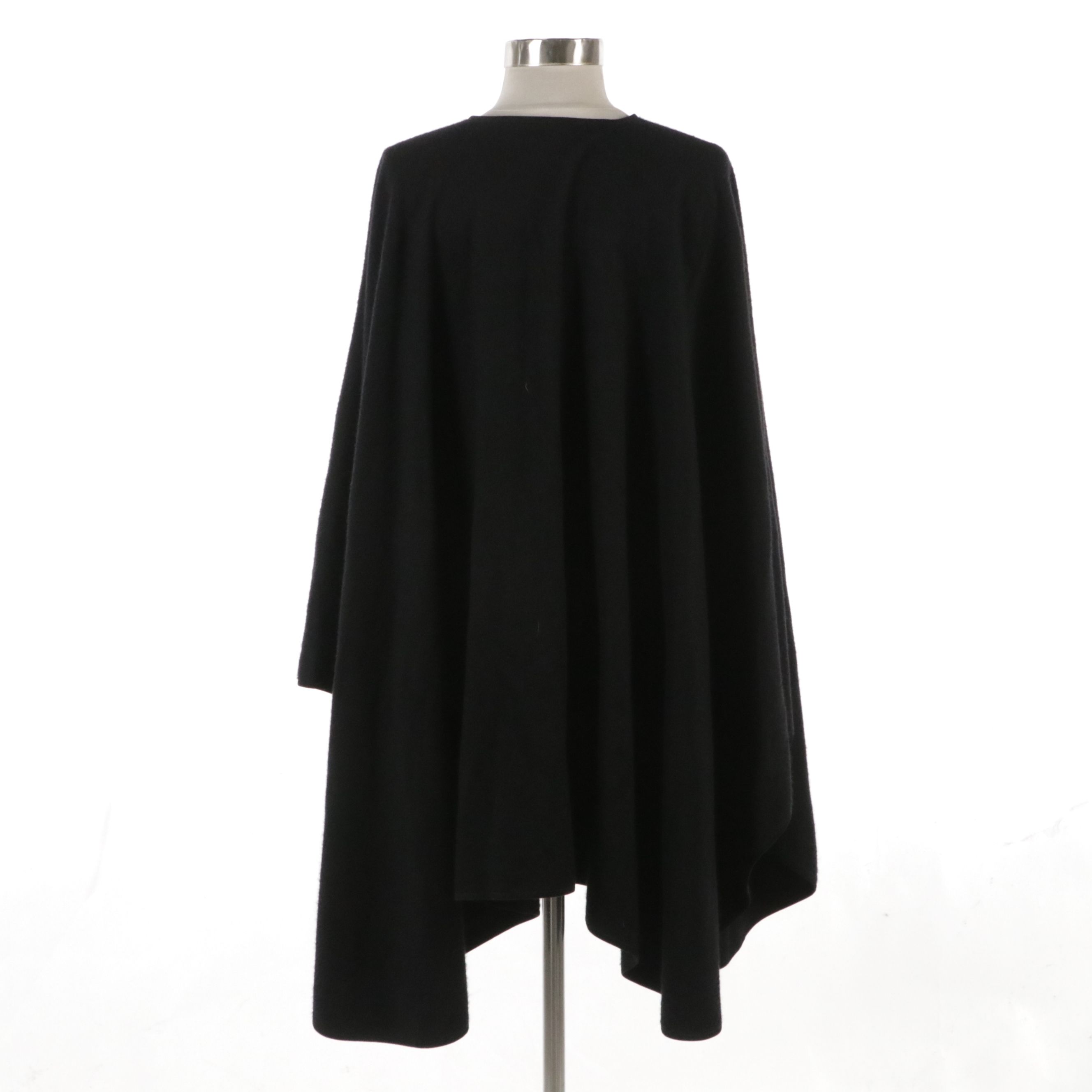 Loro Piana Black Cashmere and Leather Trimmed Wrap