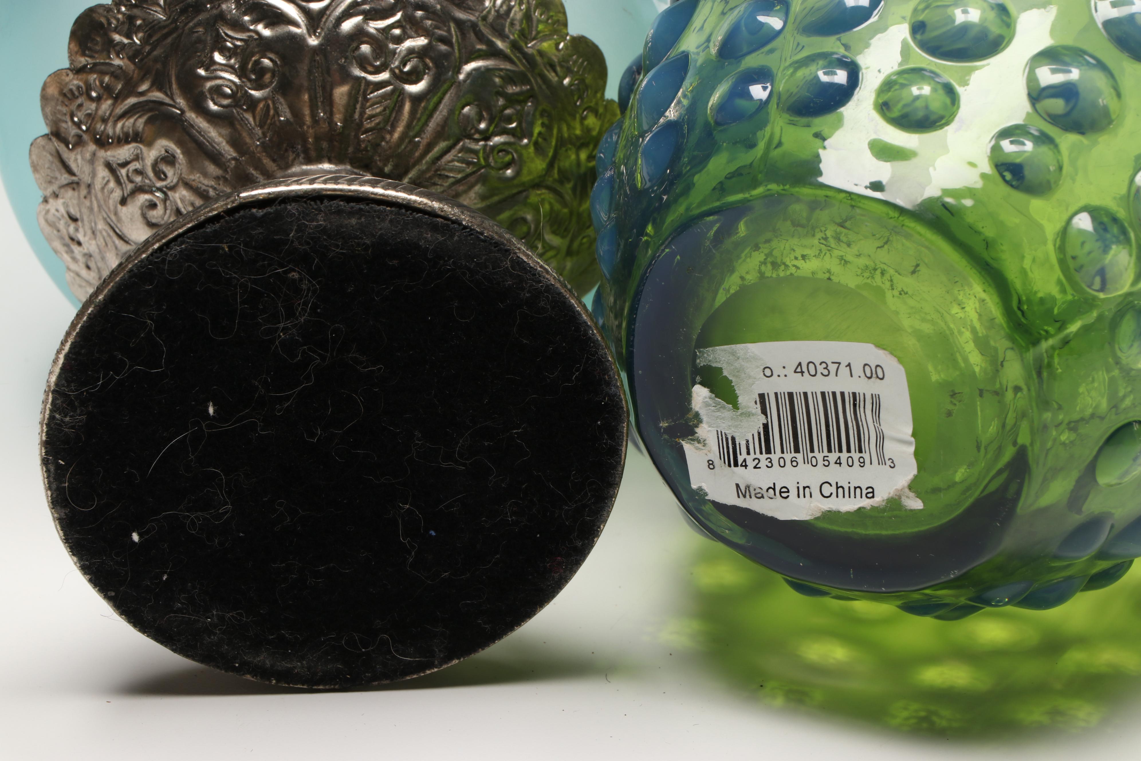 Hobnail Glass Vase, Oneida Paul Revere Metal Bowl, and More Table Décor