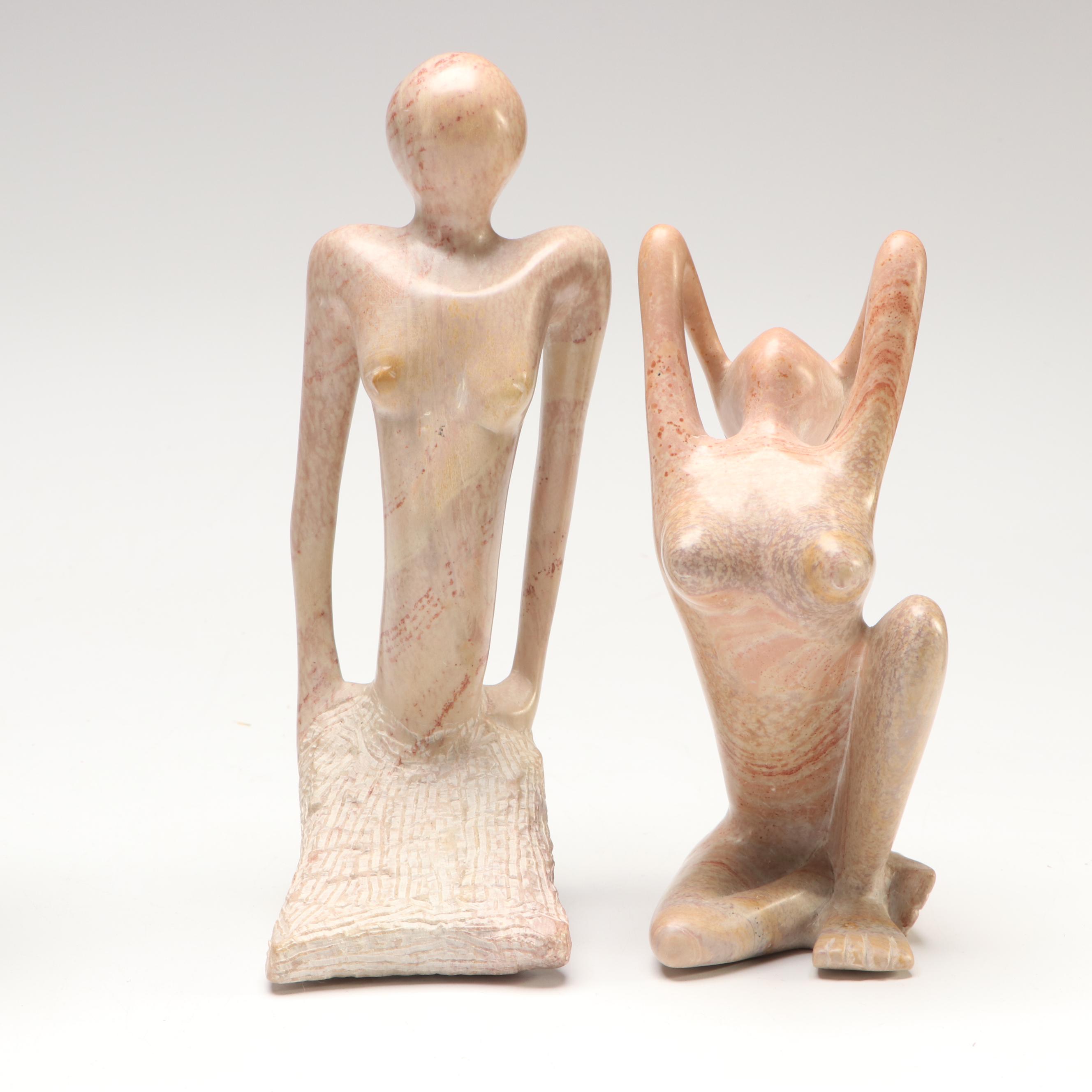 Kenyan Hand-Carved Soapstone Abstract Figurines and Shona Torso