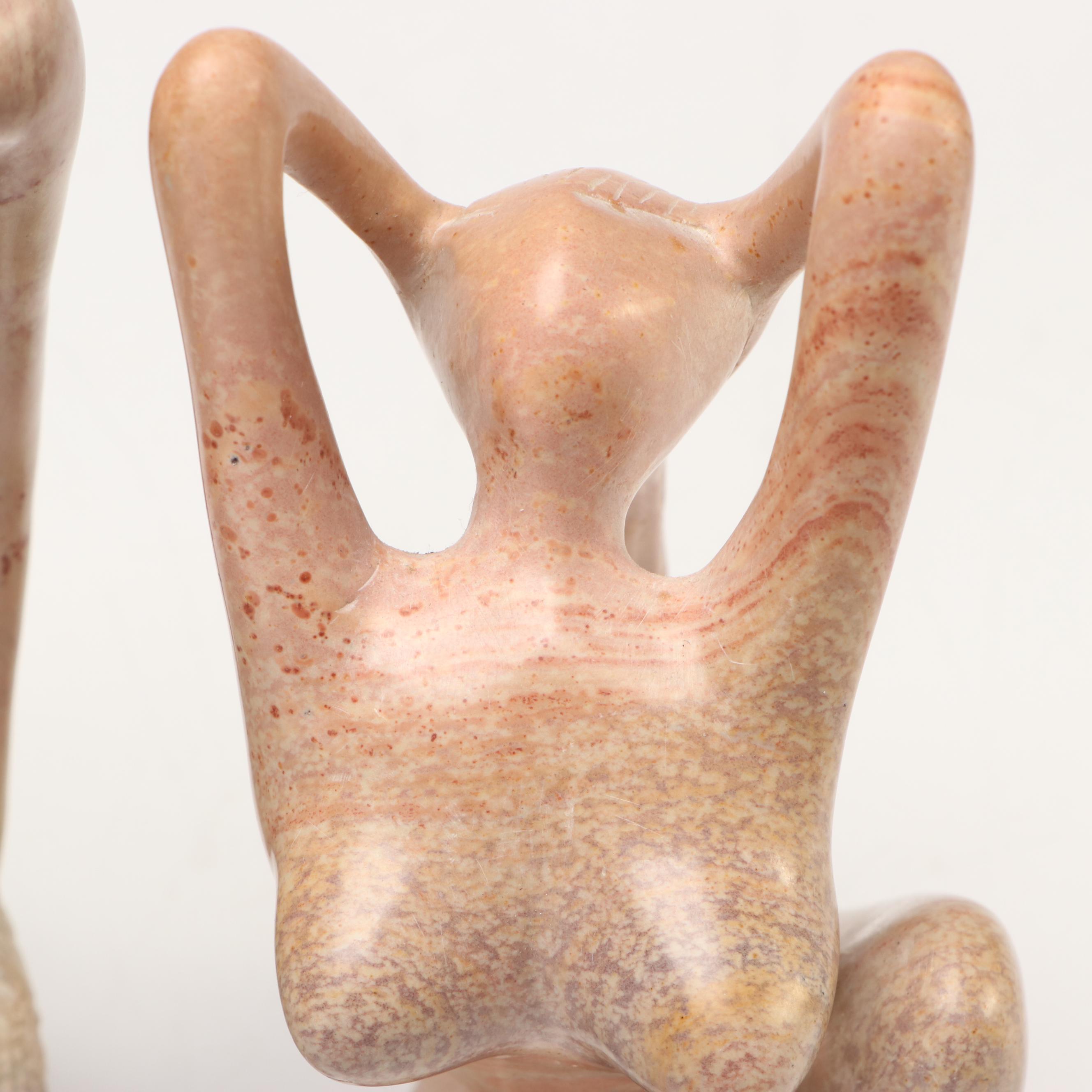 Kenyan Hand-Carved Soapstone Abstract Figurines and Shona Torso