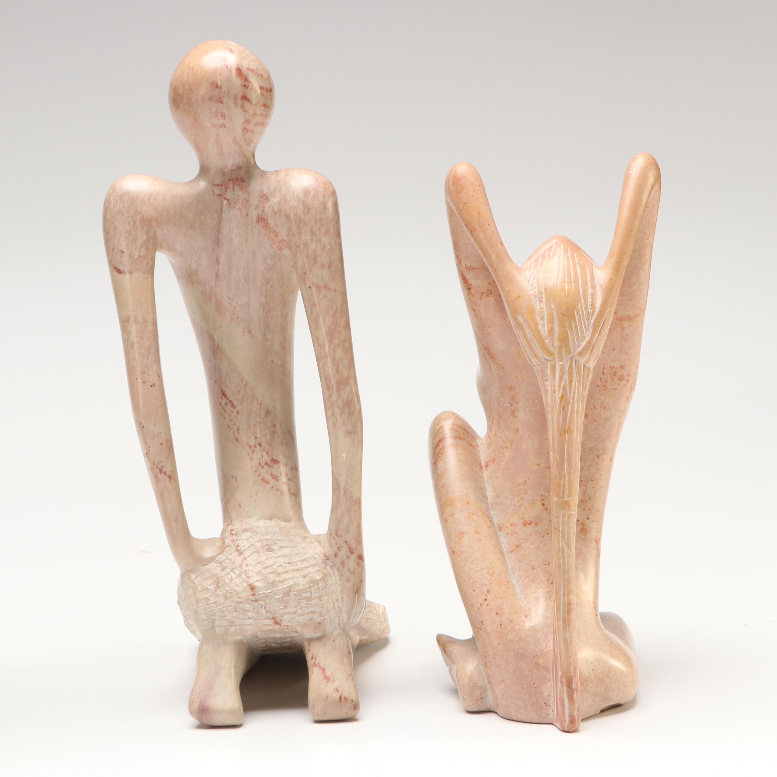 Kenyan Hand-Carved Soapstone Abstract Figurines and Shona Torso