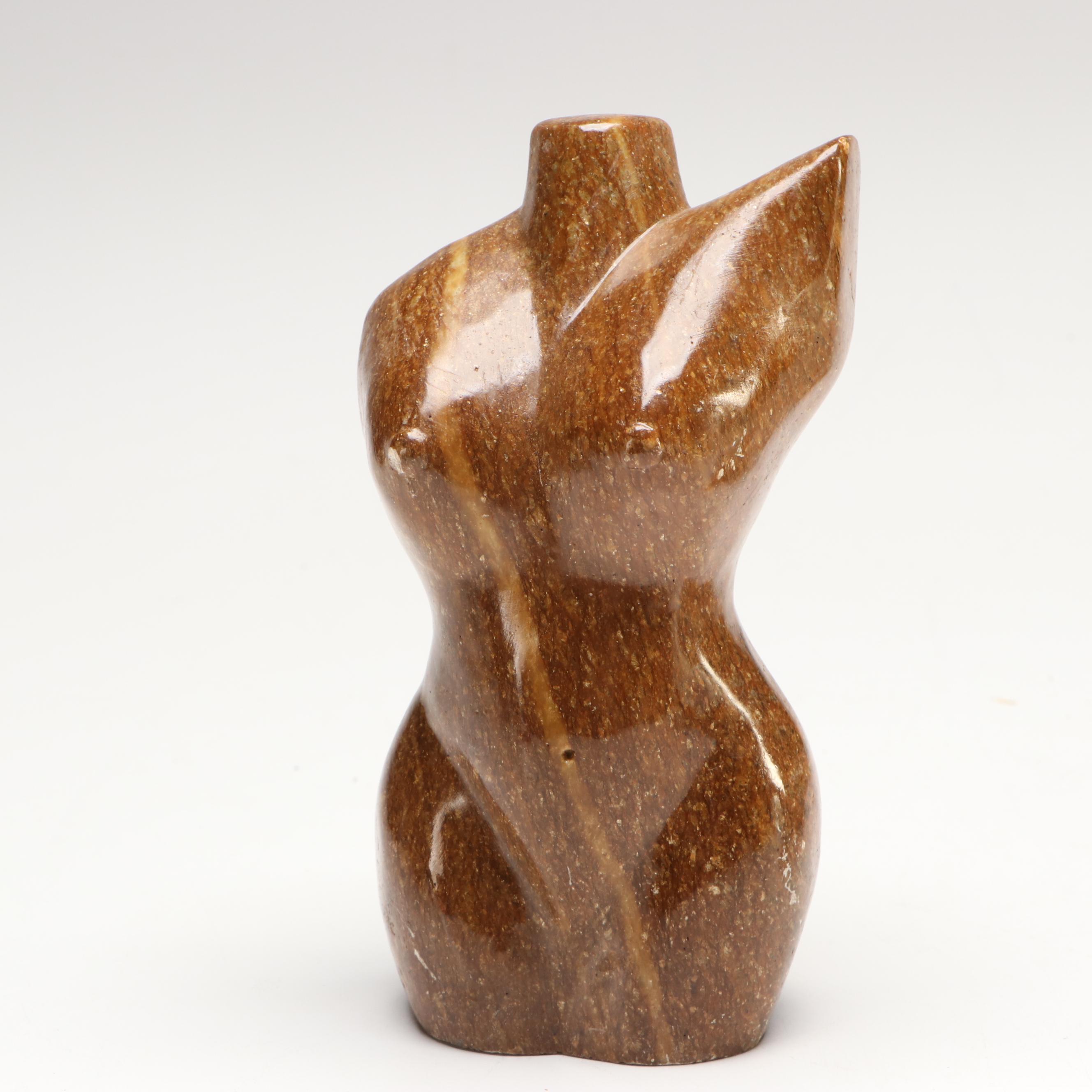 Kenyan Hand-Carved Soapstone Abstract Figurines and Shona Torso
