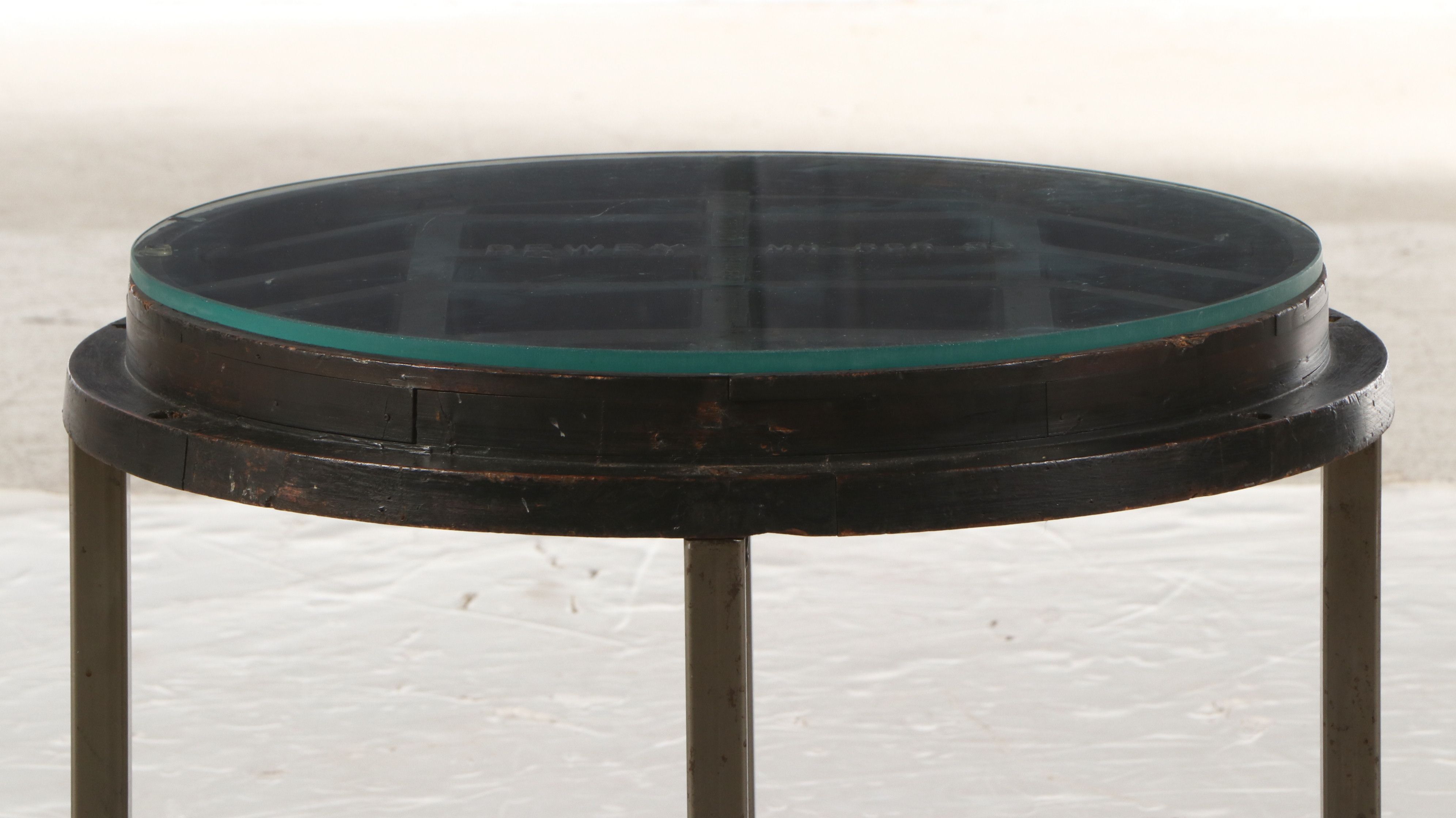 Metal Drain Cover Converted to Side Table