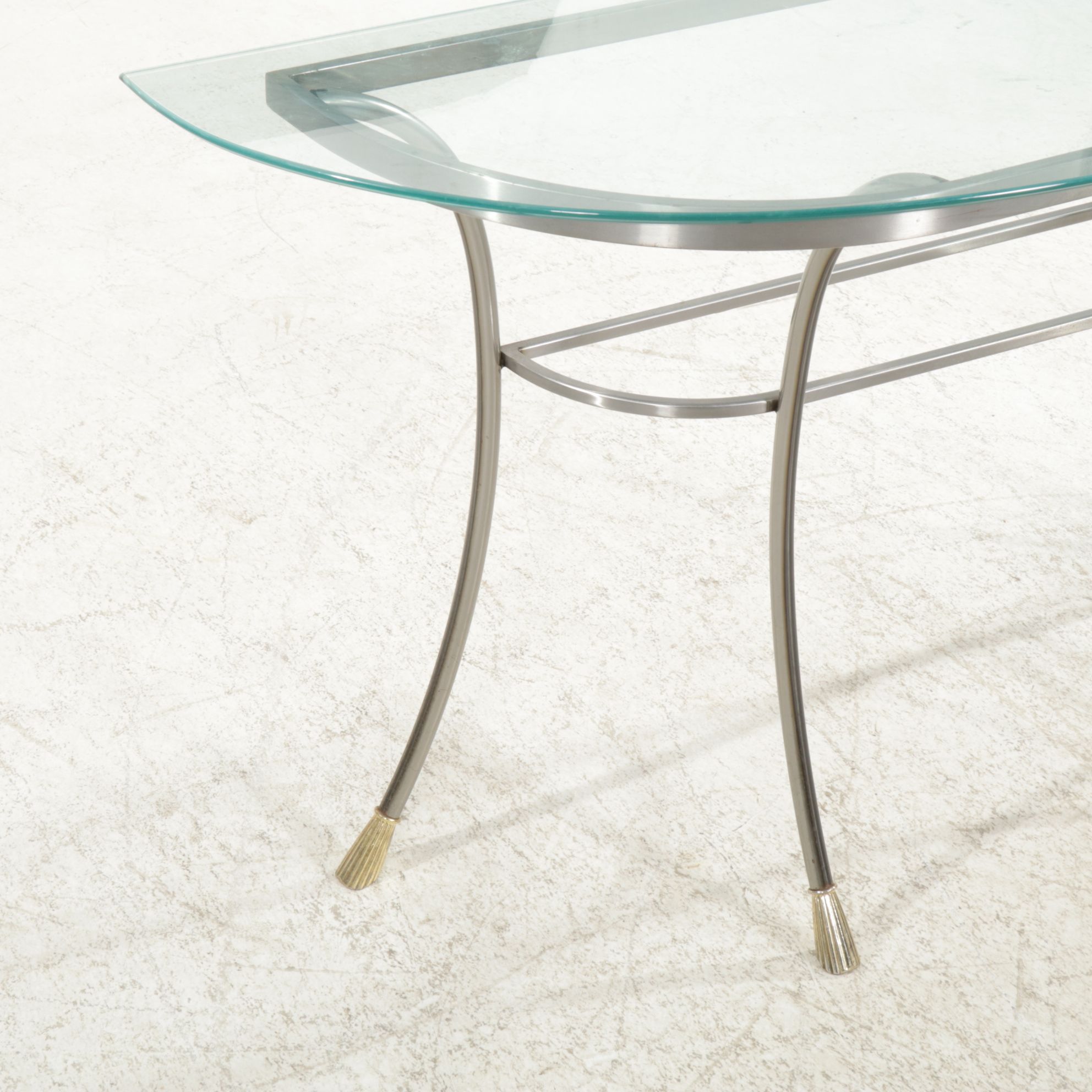 Glass Top Demilune Hall Table, Late 20th Century