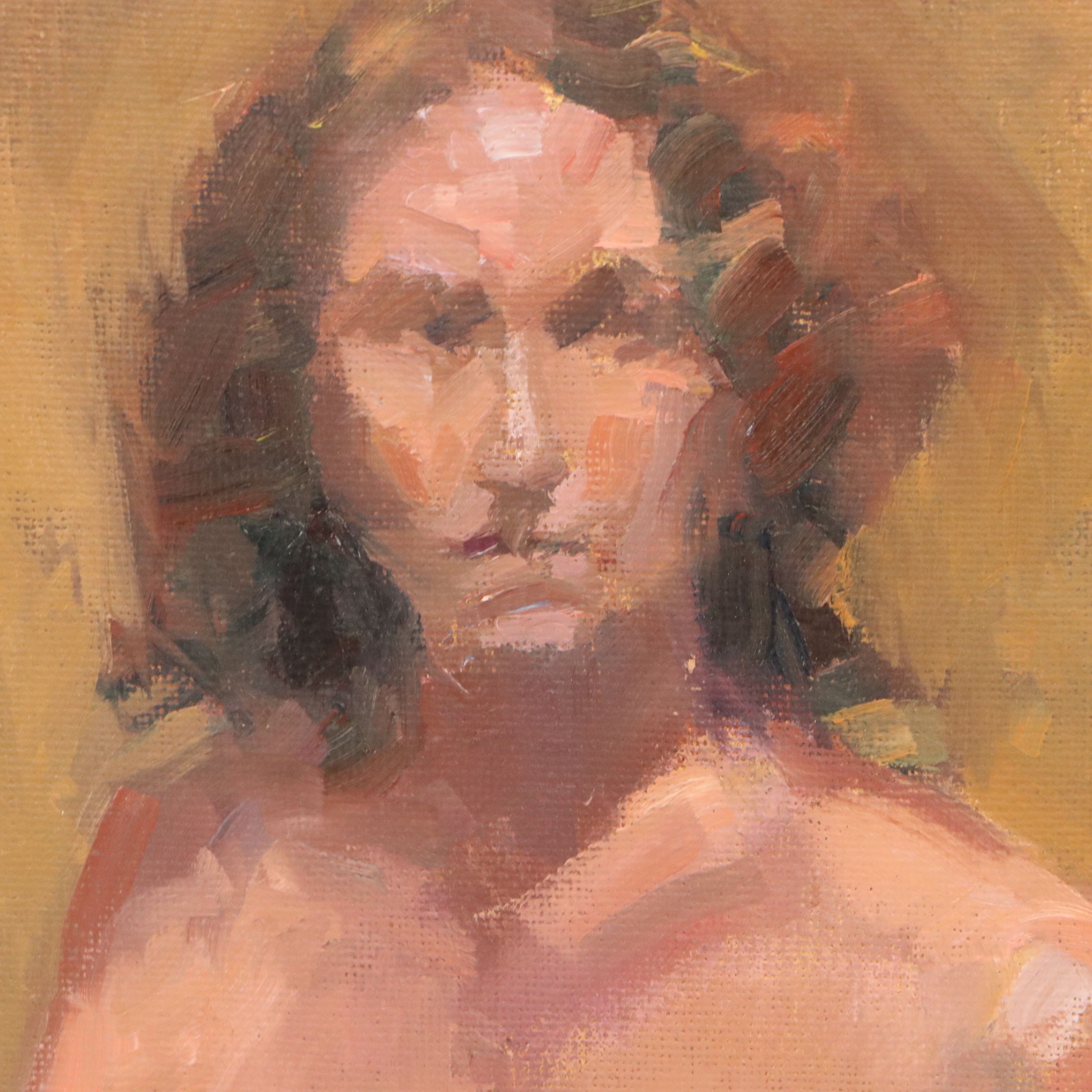 Susan Grisell Oil Painting of Seated Nude, Late 20th Century