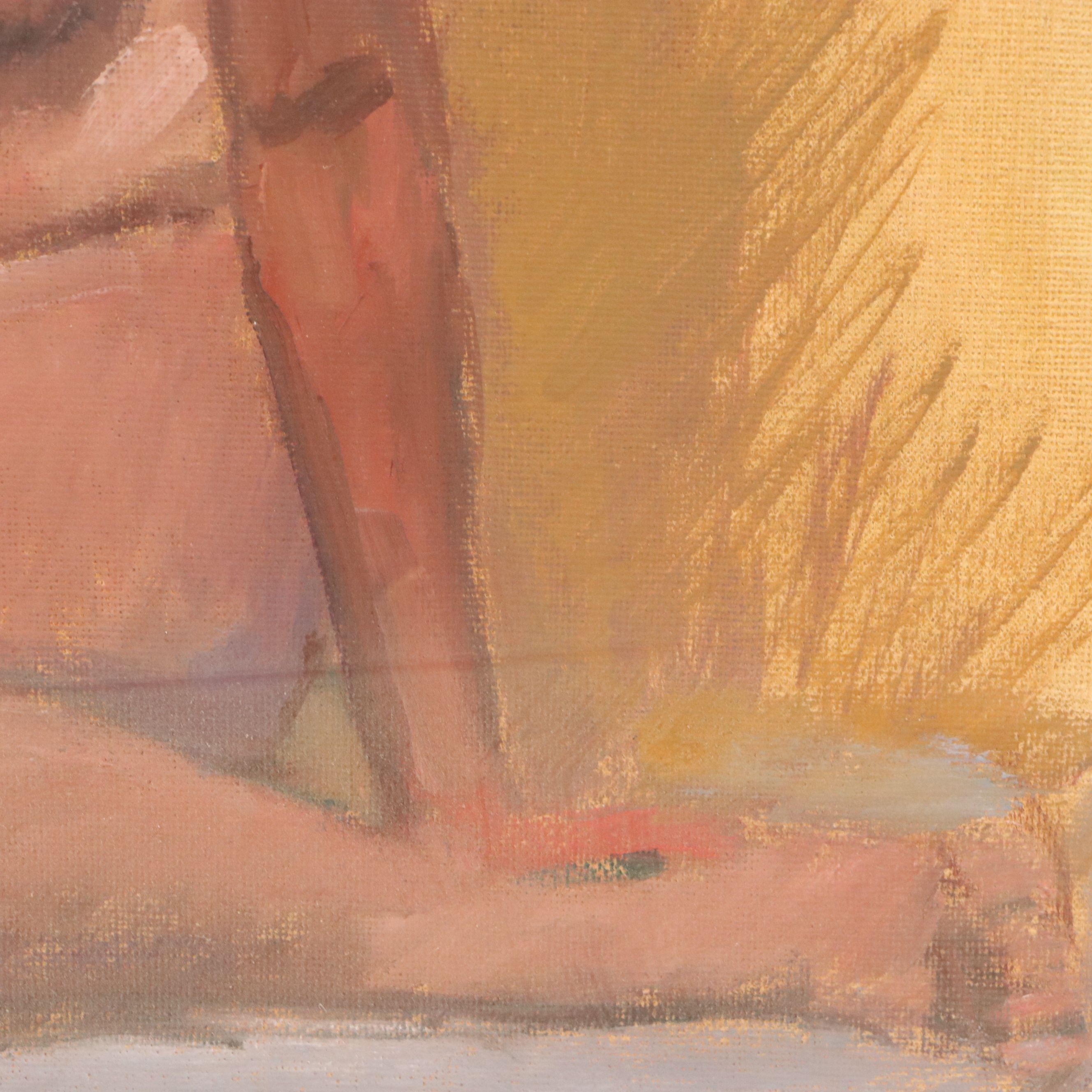 Susan Grisell Oil Painting of Seated Nude, Late 20th Century