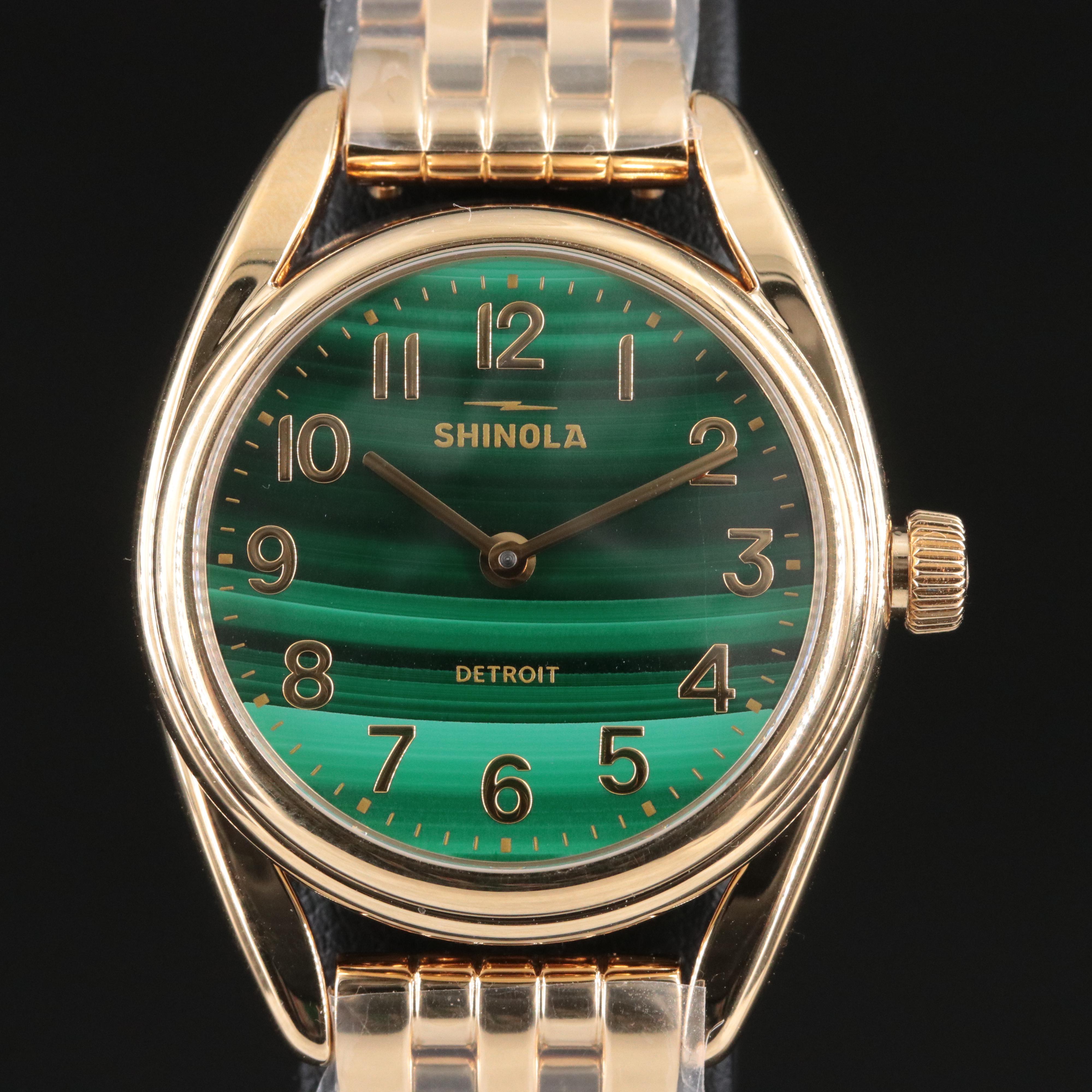 Shinola Derby Malachite Dial and Stainless Steel Quartz Bracelet Watch