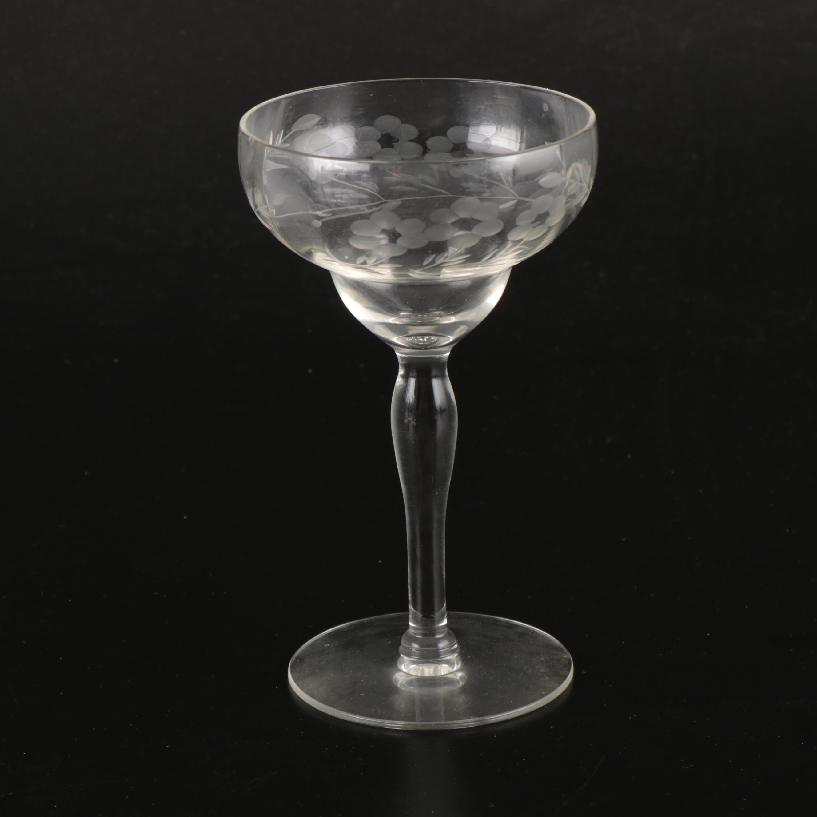 Needle Etched and Other Tumblers and Vase, Early to Mid-20th Century