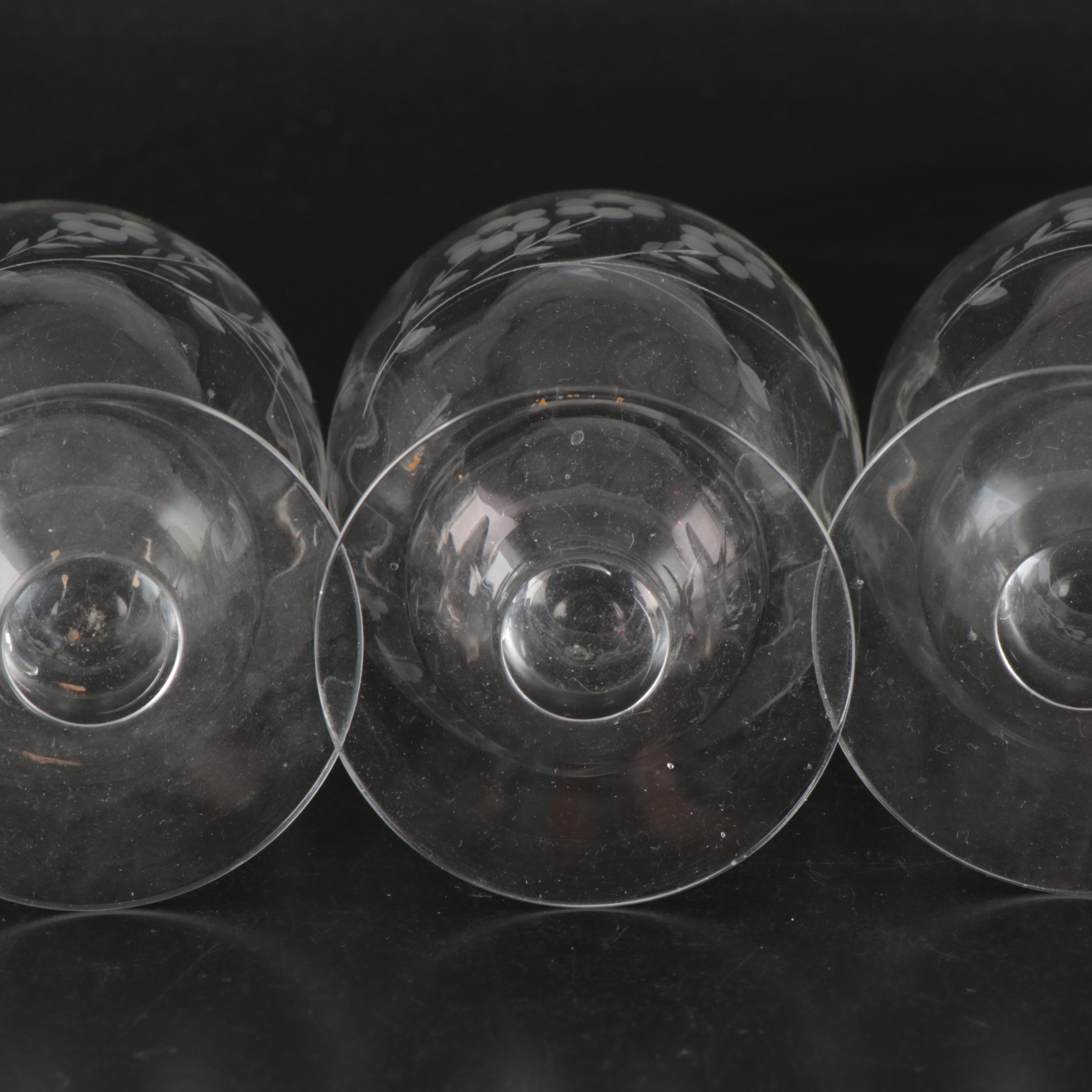 Needle Etched and Other Tumblers and Vase, Early to Mid-20th Century