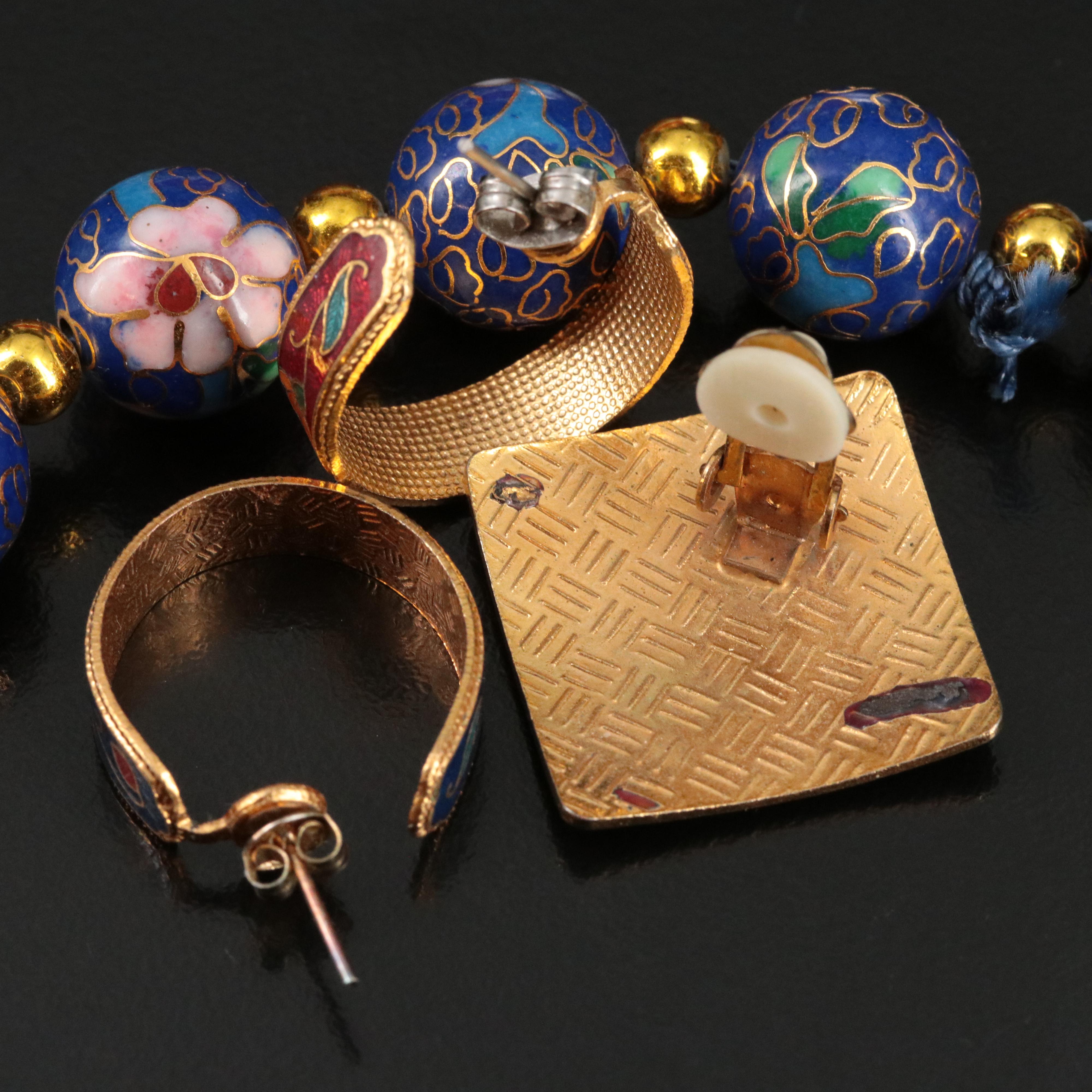 Cloisonné and Faux Cinnabar Featured in Jewelry Assortment