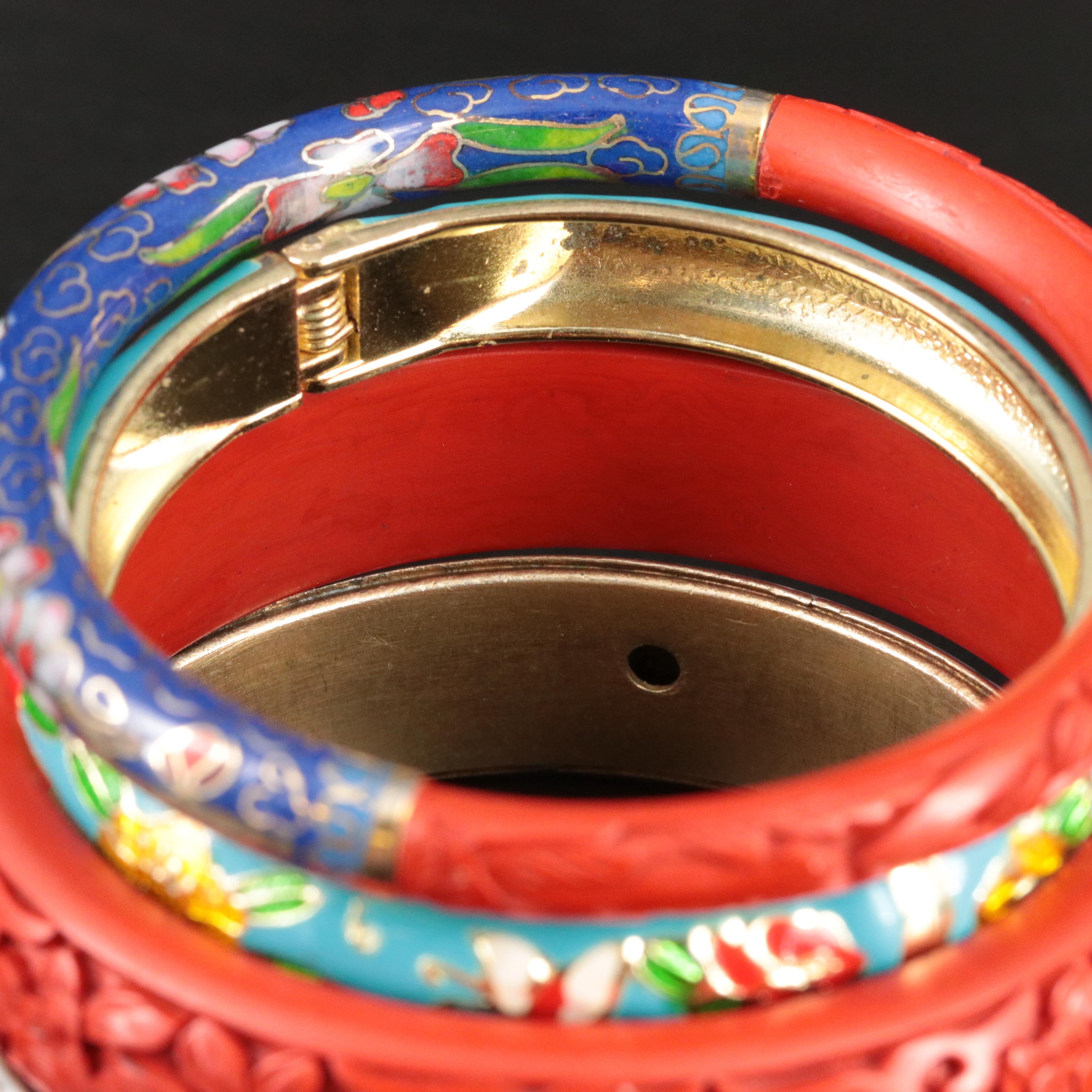 Cloisonné and Faux Cinnabar Featured in Jewelry Assortment