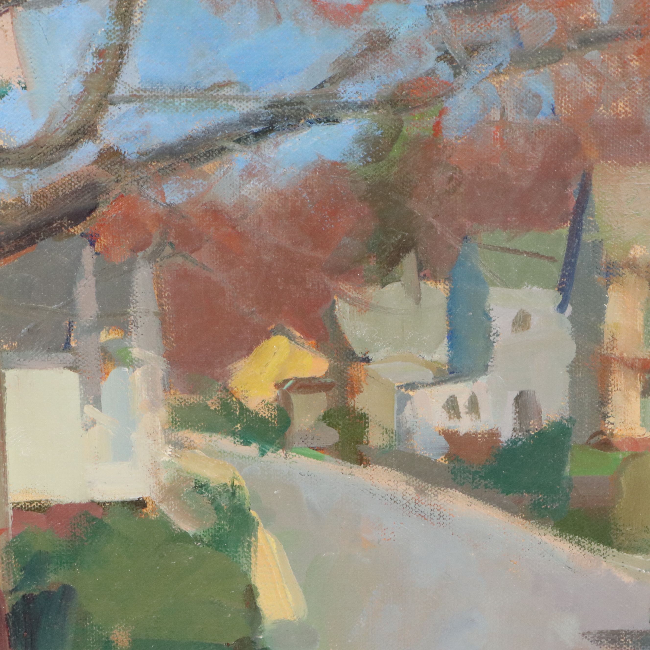 Susan Grisell Landscape Oil Painting of Neighborhood Scene, 2012