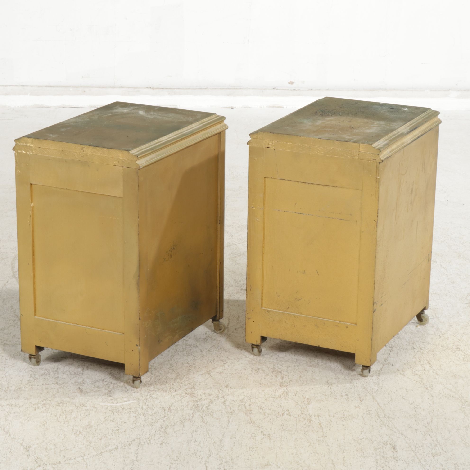 Gold-Painted Night Stands, Pair