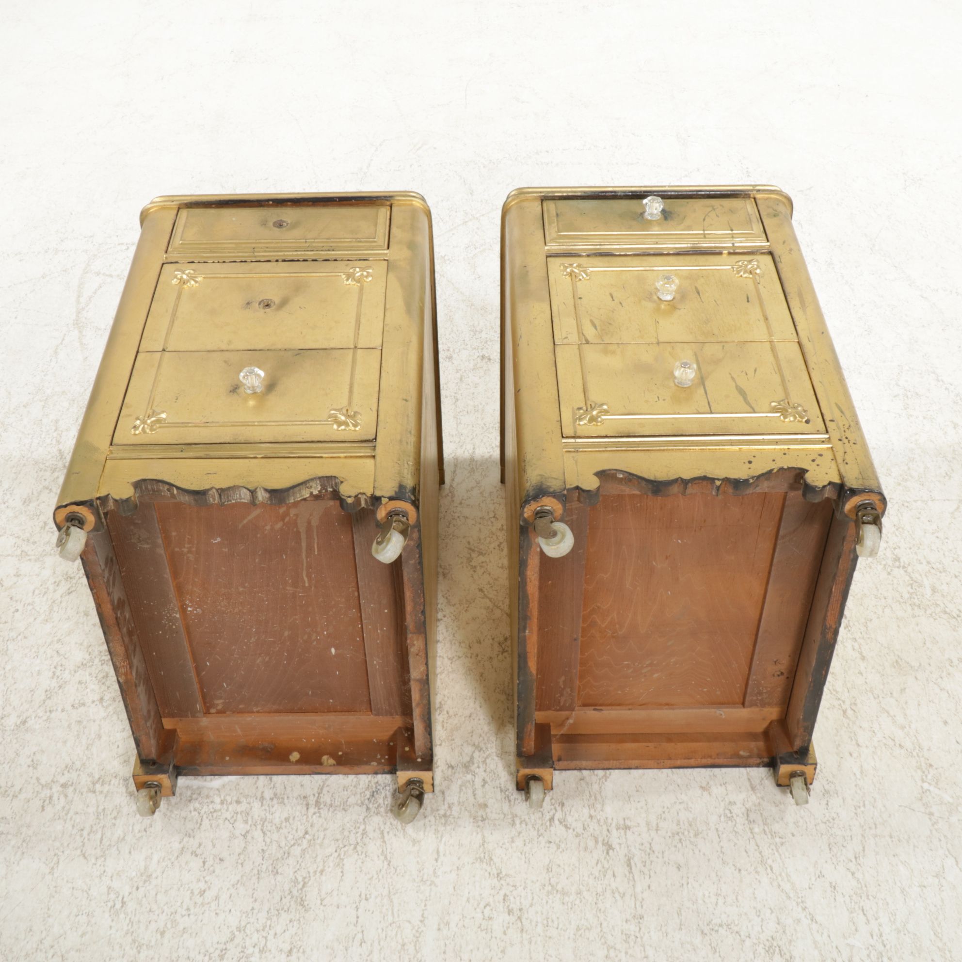 Gold-Painted Night Stands, Pair