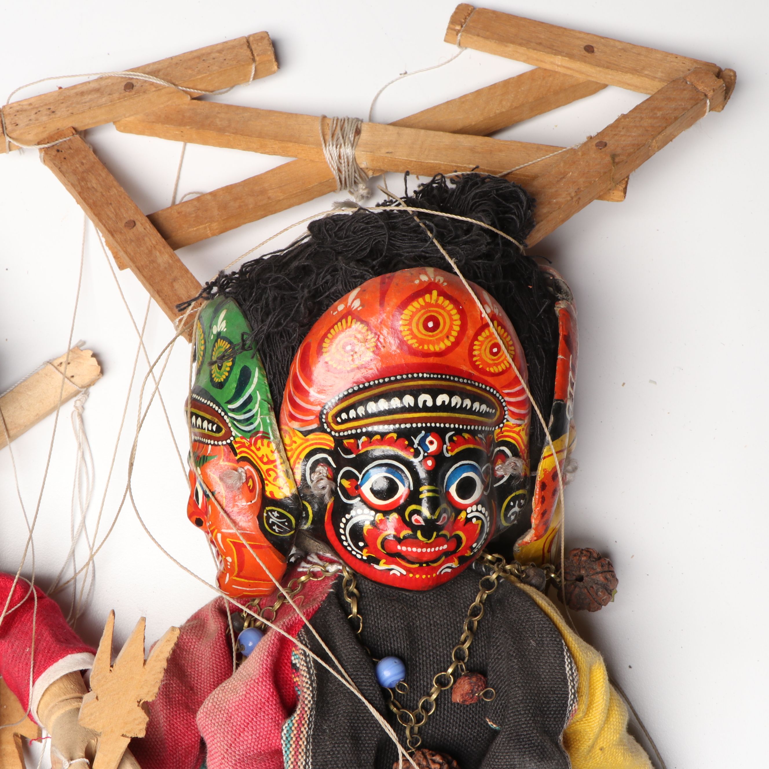 Chinese Hand Puppet with Nepalese and Embellished Thai Marionettes