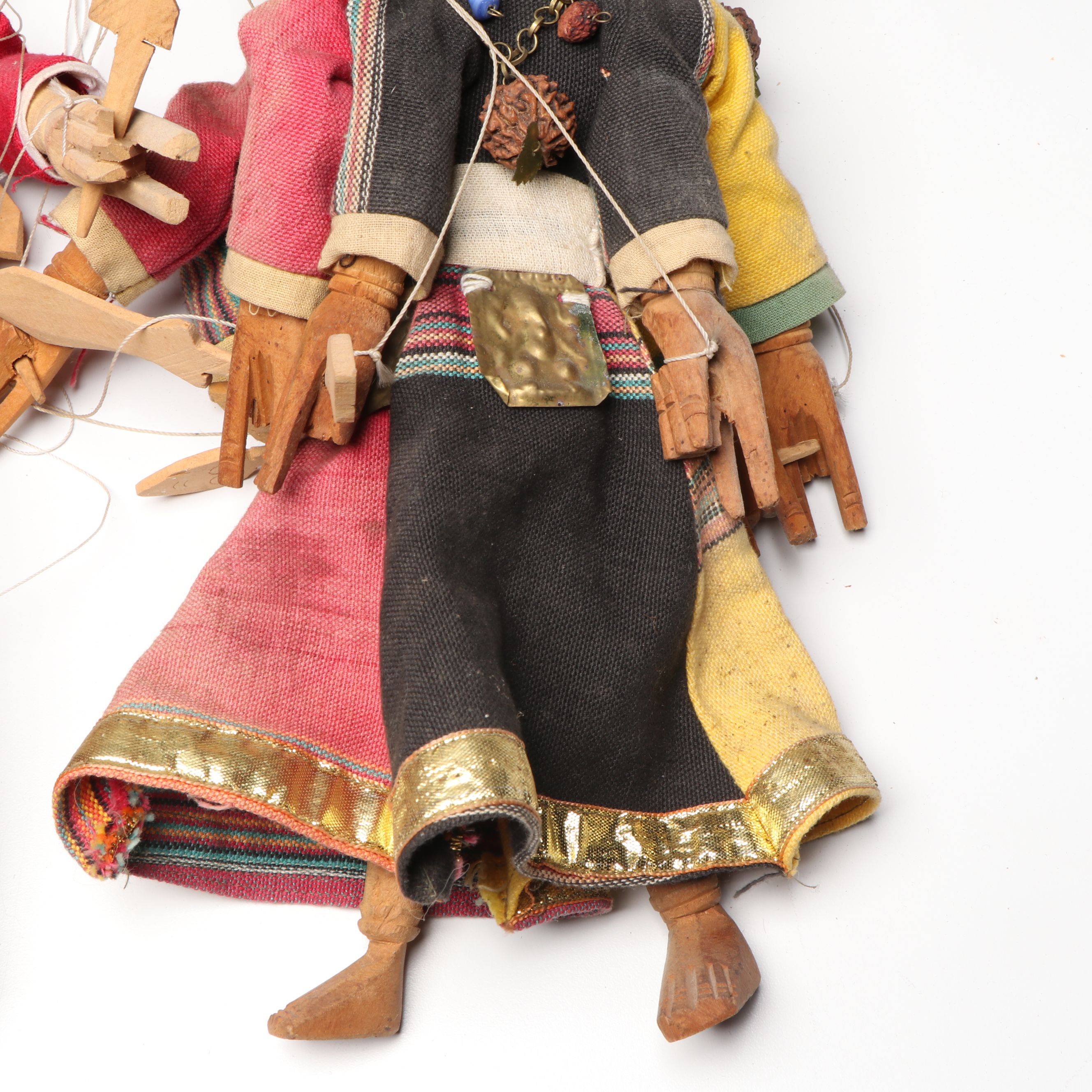 Chinese Hand Puppet with Nepalese and Embellished Thai Marionettes