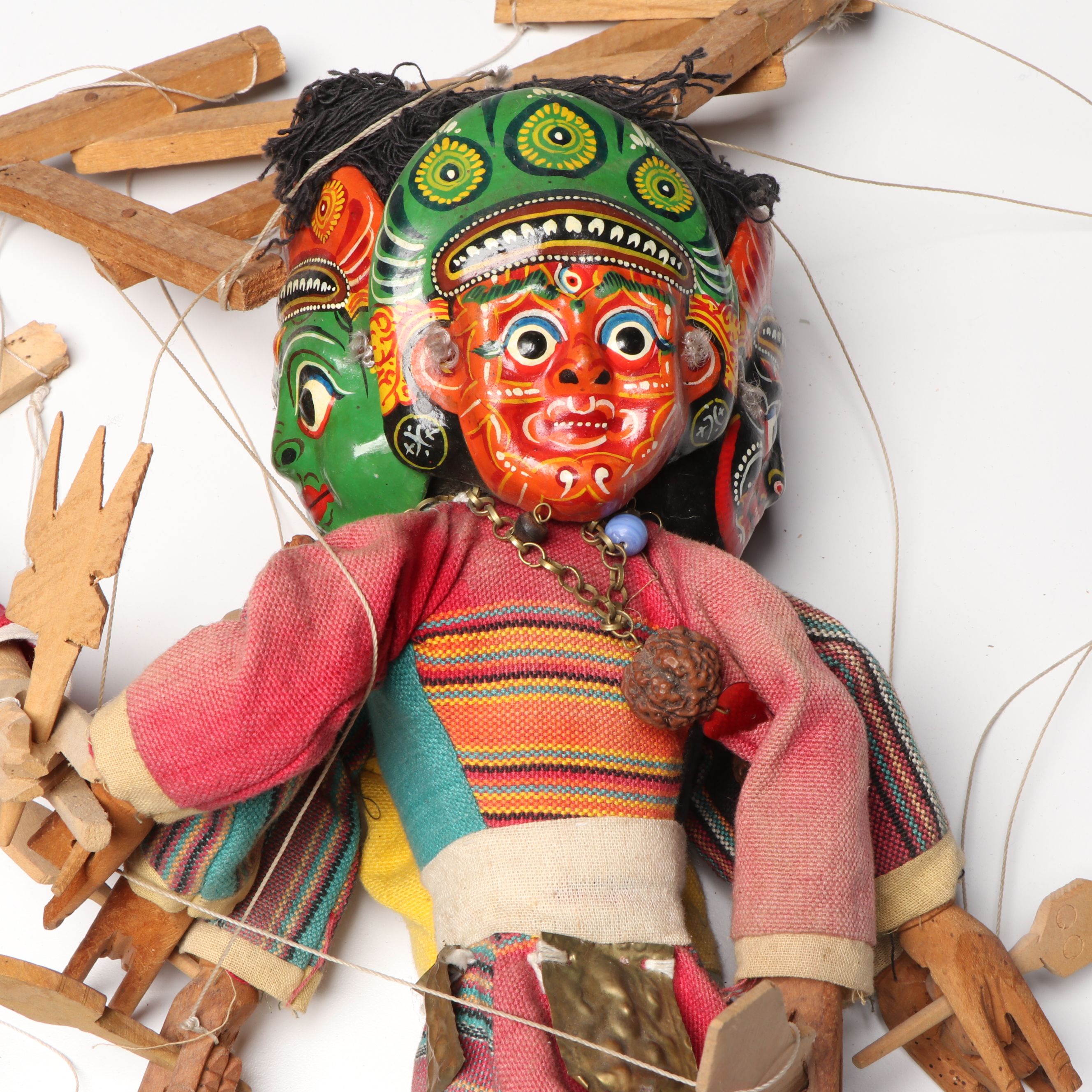Chinese Hand Puppet with Nepalese and Embellished Thai Marionettes
