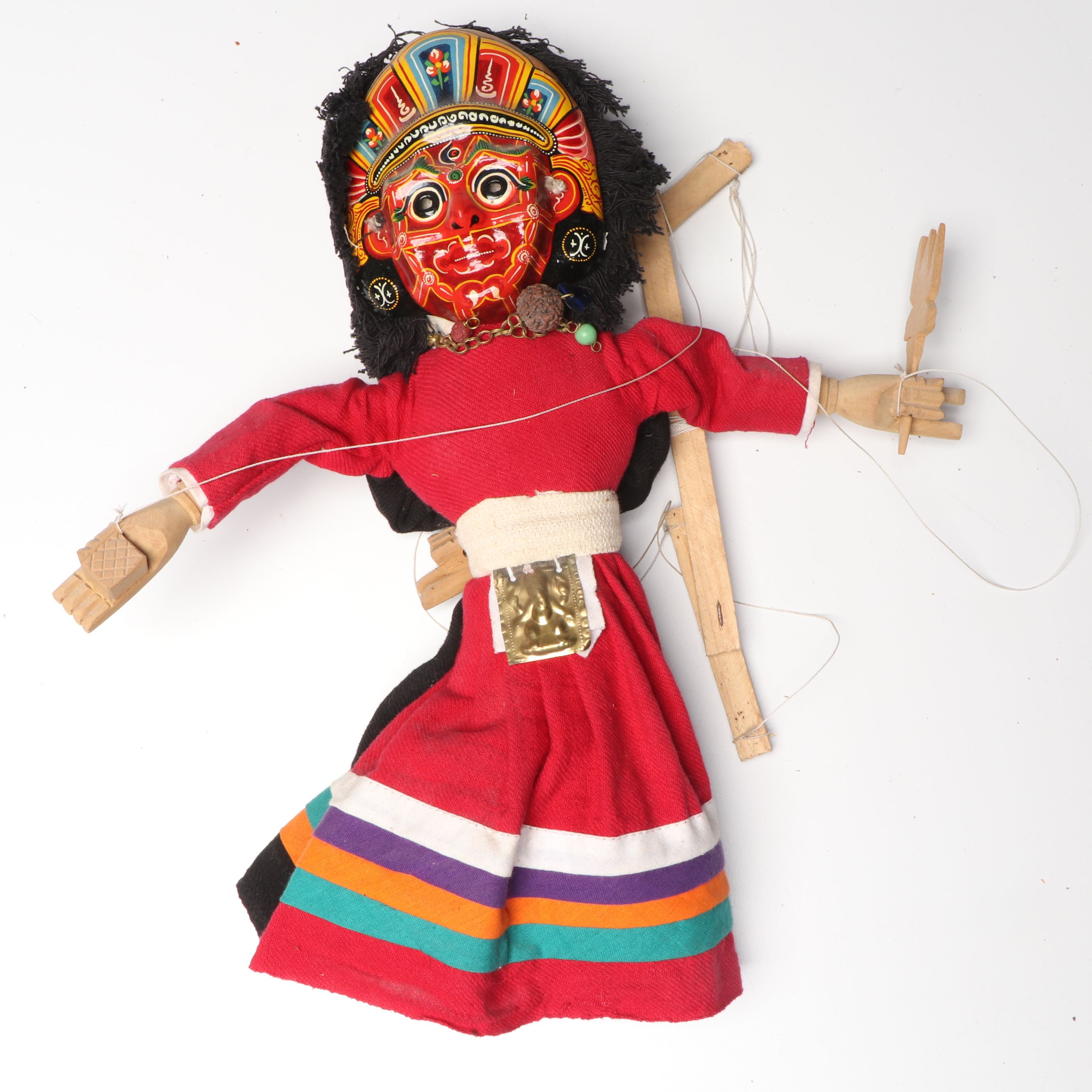 Chinese Hand Puppet with Nepalese and Embellished Thai Marionettes