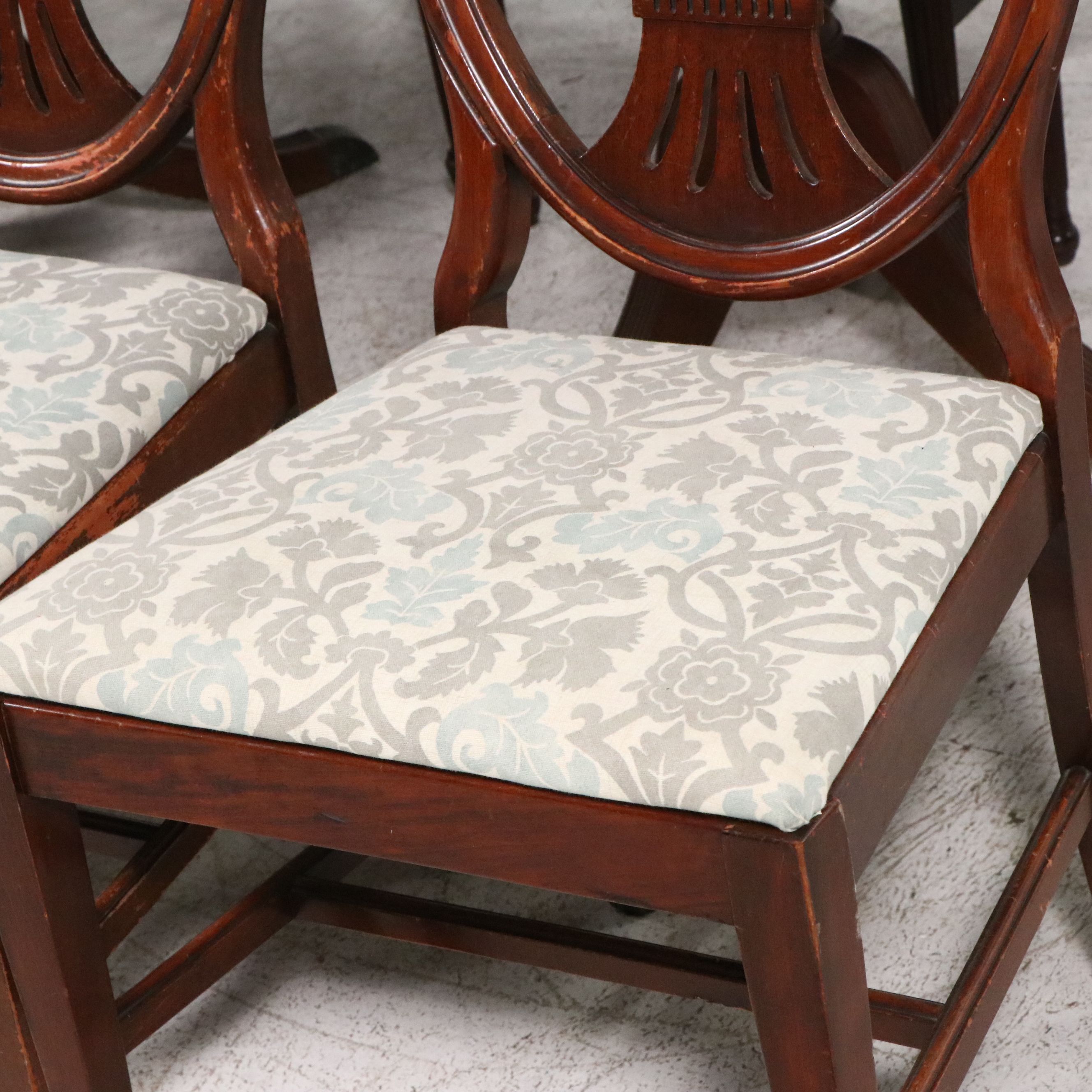 Eleven-Piece Duncan Phyfe Style Mahogany Dining Set with Shield-Back Chairs