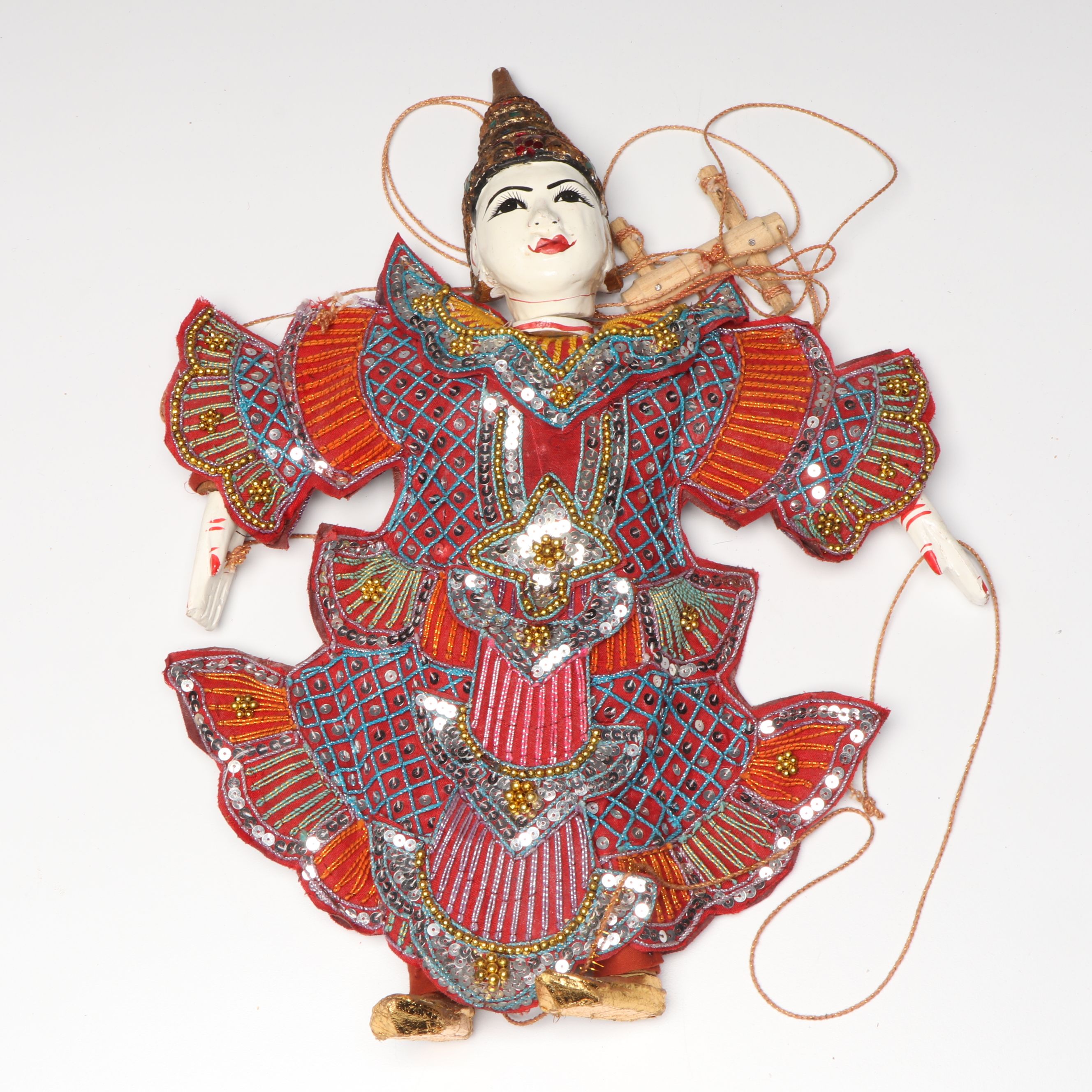 Chinese Hand Puppet with Nepalese and Embellished Thai Marionettes